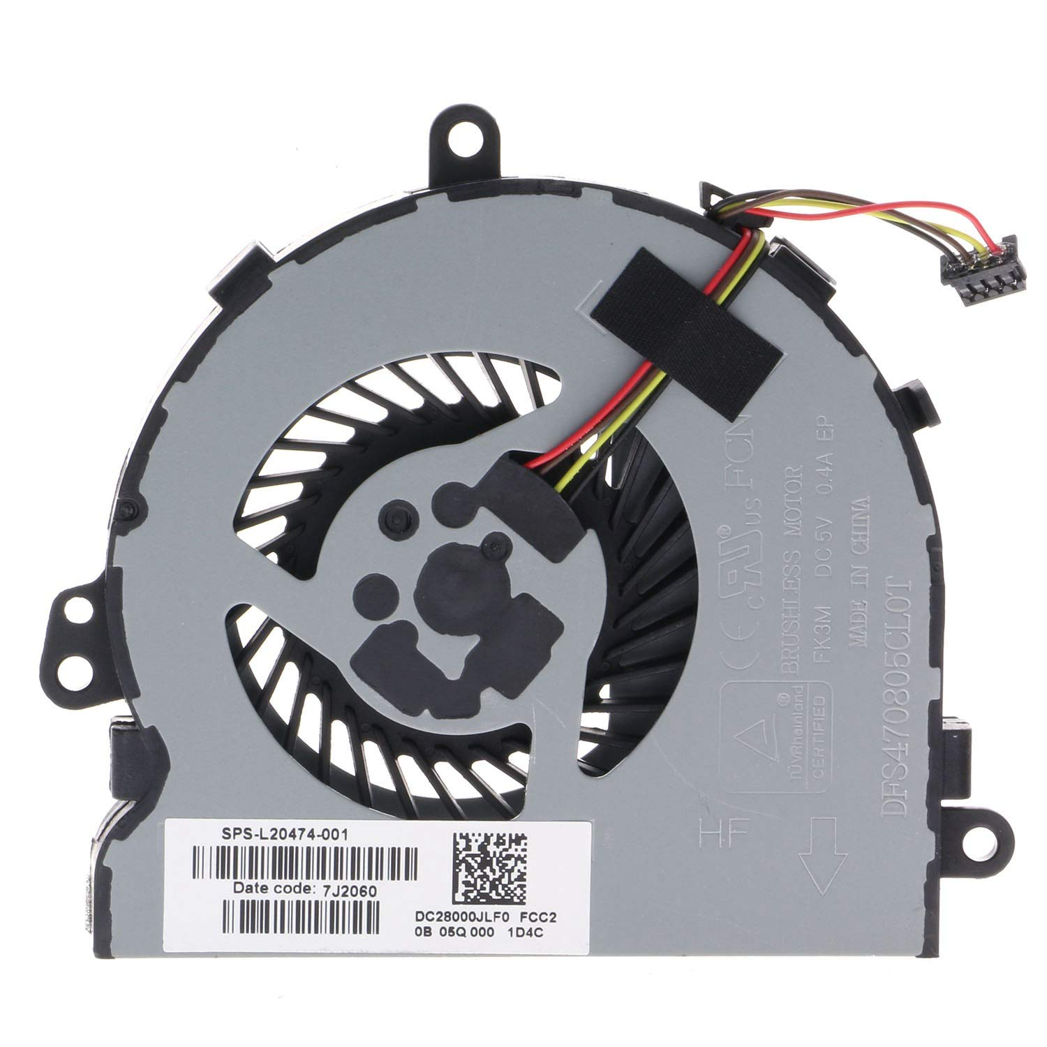 CPU Cooling Fan for HP 15-DA 15-DB 15-DI 15-DR 15Q-DX 15T-DS C129 C130 250 G7 255 G7 256 G7 L20474-001 FK3M DFS470805CL0T