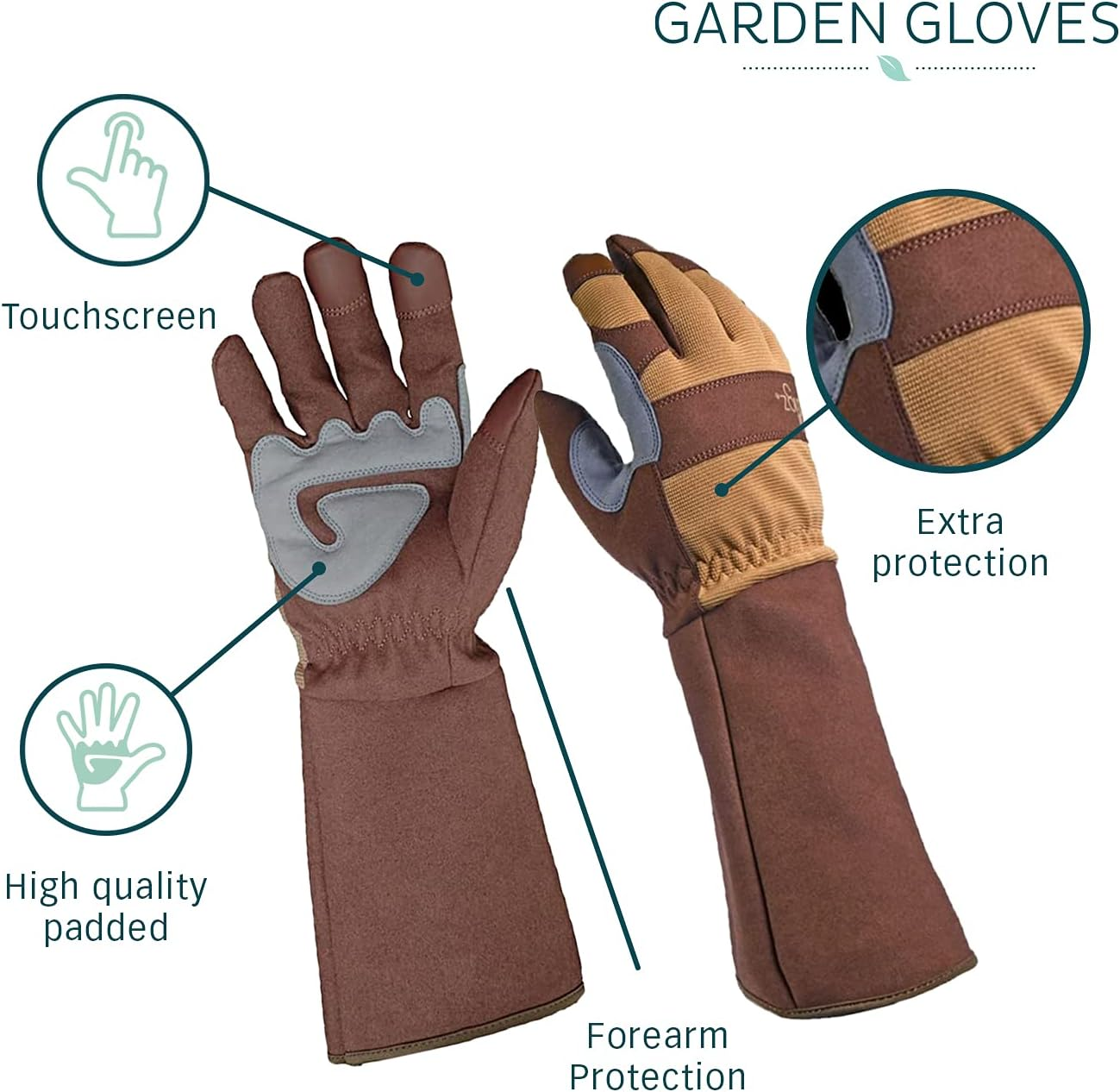 DIGZ 77203 Rose Pruning Thorn-Proof Gardening Gloves with Forearm Protection for Men and Women, Puncture Resistant Work Gloves, Tan/Brown, Large image number 3