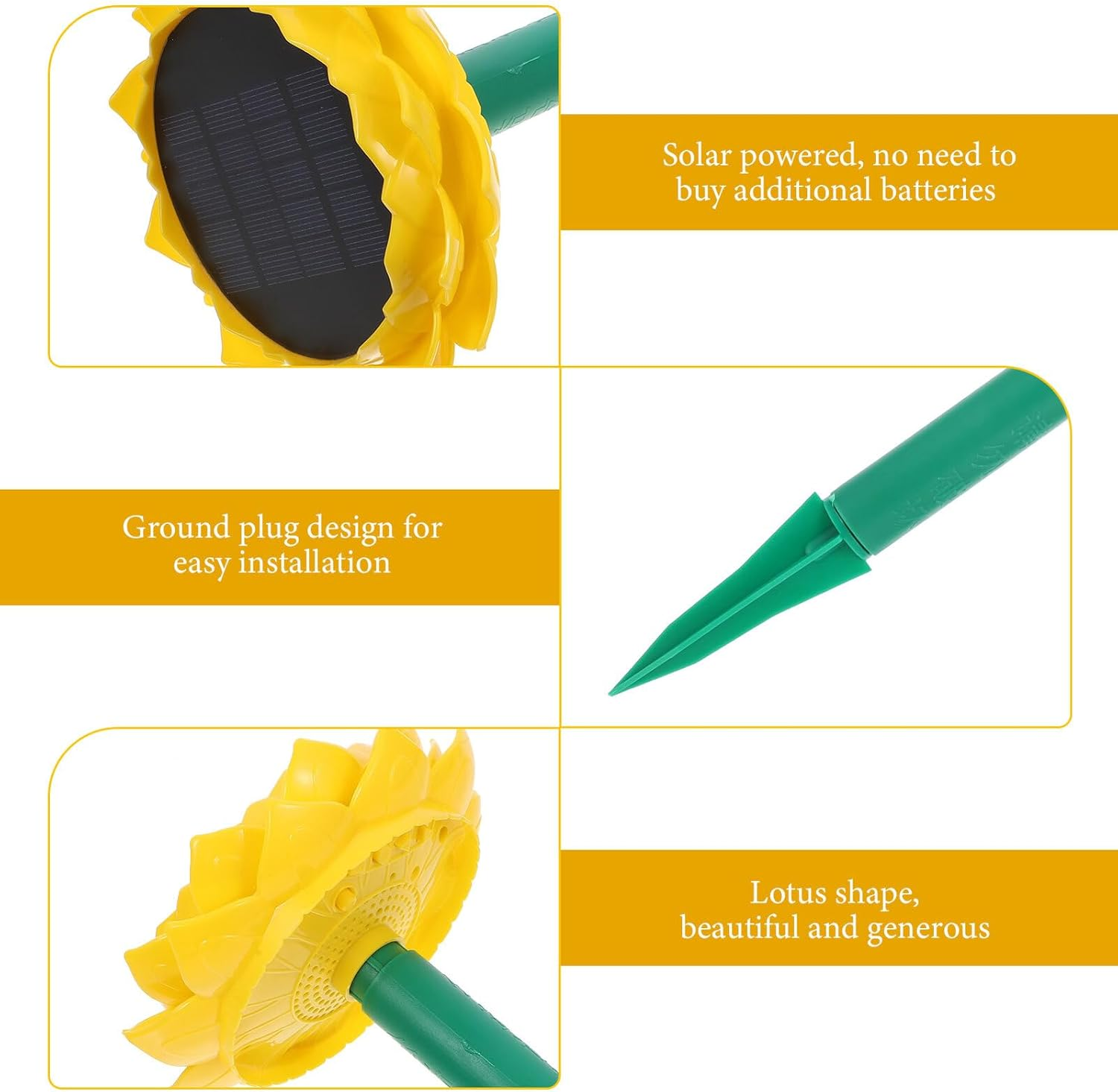 Veemoon Waterproof Solar Powered Lotus Outdoor Speaker Buddhist Music Player Portable Wireless Speaker for Garden Courtyard Yellow