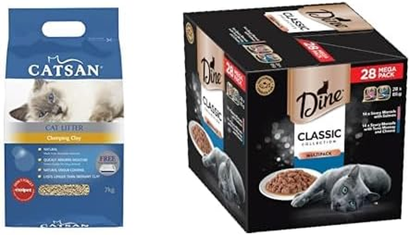 Cat Everyday Essentials Bundle Pack, Catsan Litter 7Kg and Dine Cat Food Classic Collection 85Gm, 28Pack image number 3