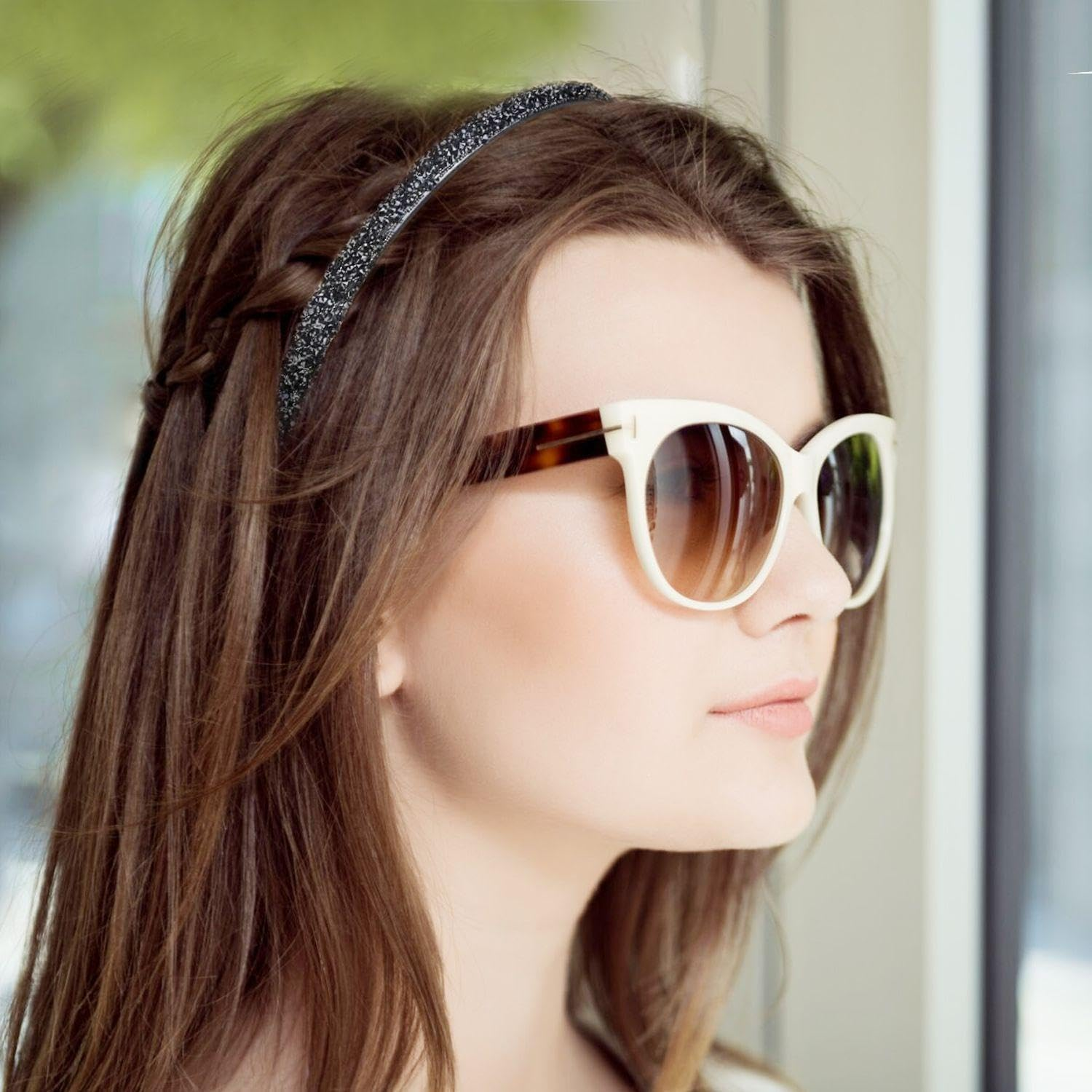 Pack of 6 Thin Rhinestone Headbands, Shiny Headbands, Elee Headbands, Non-Slip Zigzag Headbands, Hair Accessories image number 4