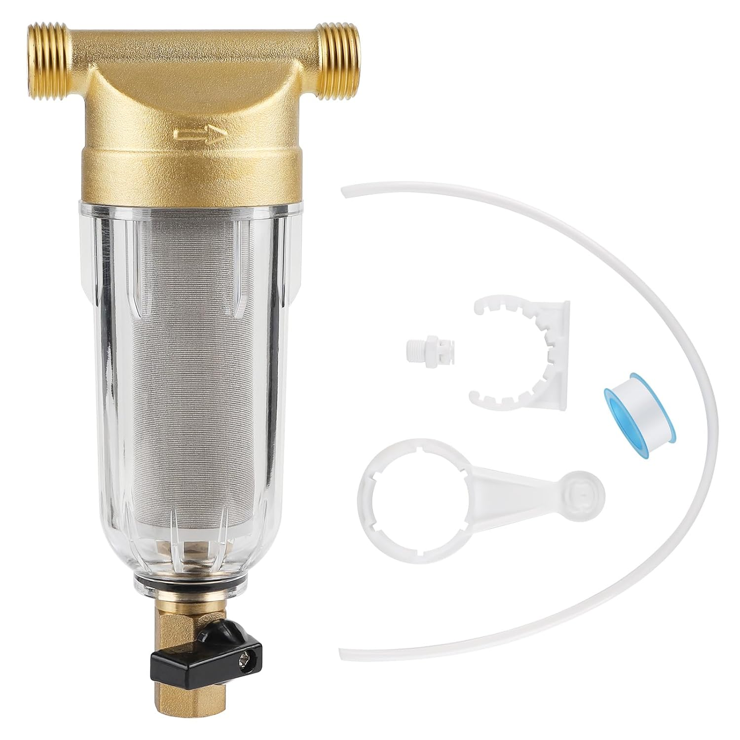 Reusable Flushable Fine Filter, Spin down Sediment Water Filter, Water Filter, Garden Hose, Iron Filter for Well Water, Tap Water Filter Water (1/2 Inch Male Thread)