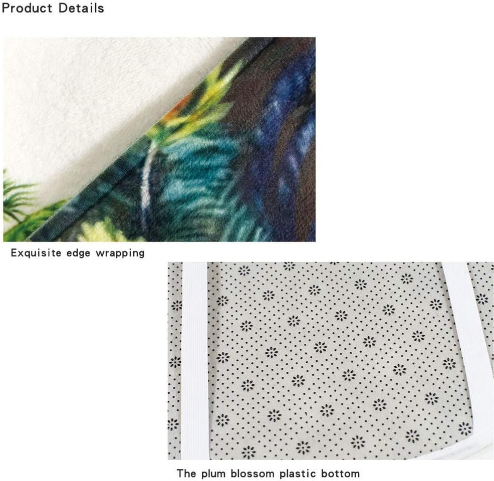 3 Pieces Polyester Non Slip Bathroom Mat Sets Bath Mat + Pedestal Mat + Toilet Seat Cover Mat, Morbuy Home Decor - Floral Print (Blue) - Lotus image number 7