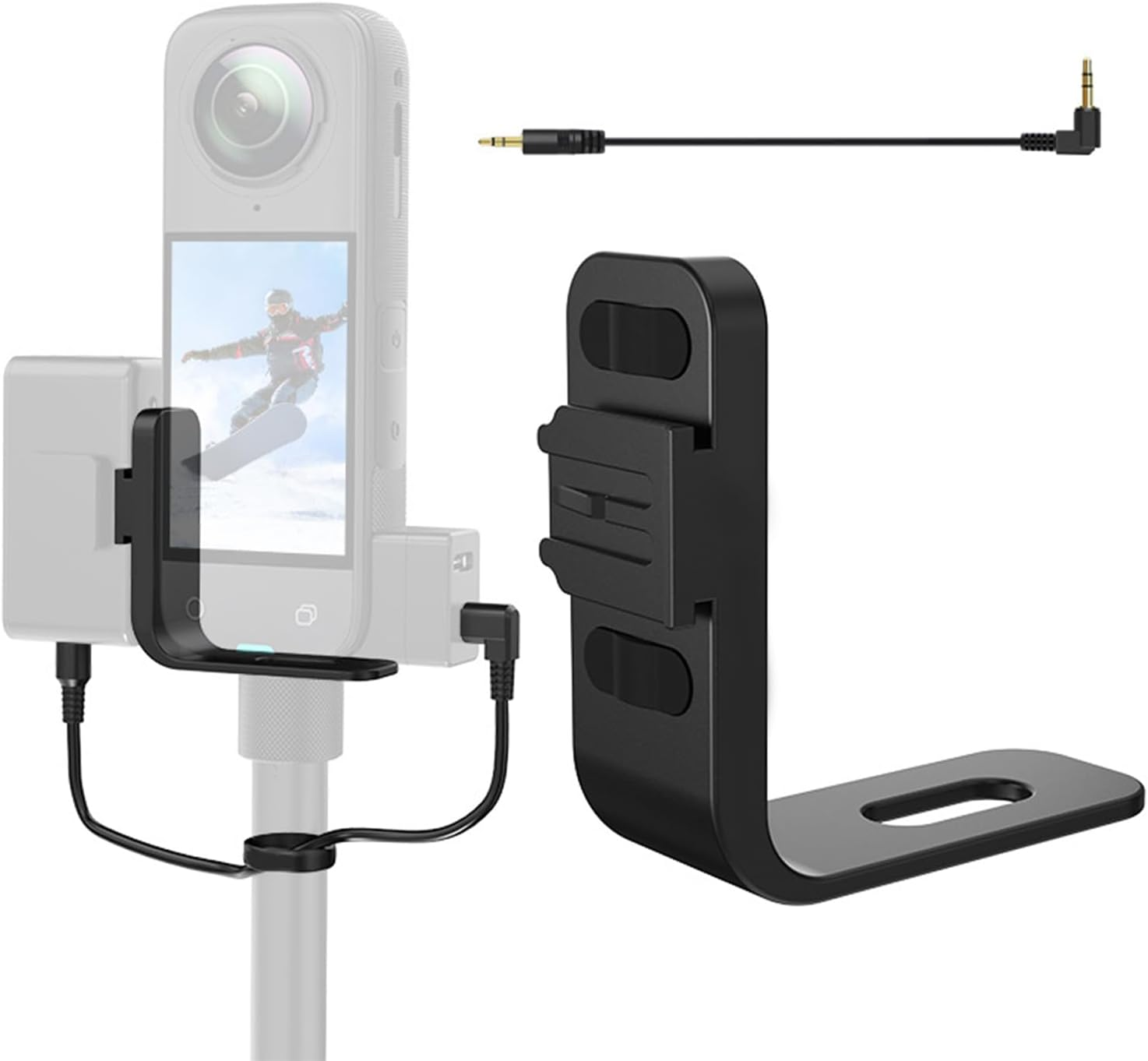 XBERSTAR Mic Cold Shoe Mount for 360 X5 Invisible Mic Bracket Compatible with DJI MIC2 External Adapter Microphone Holder