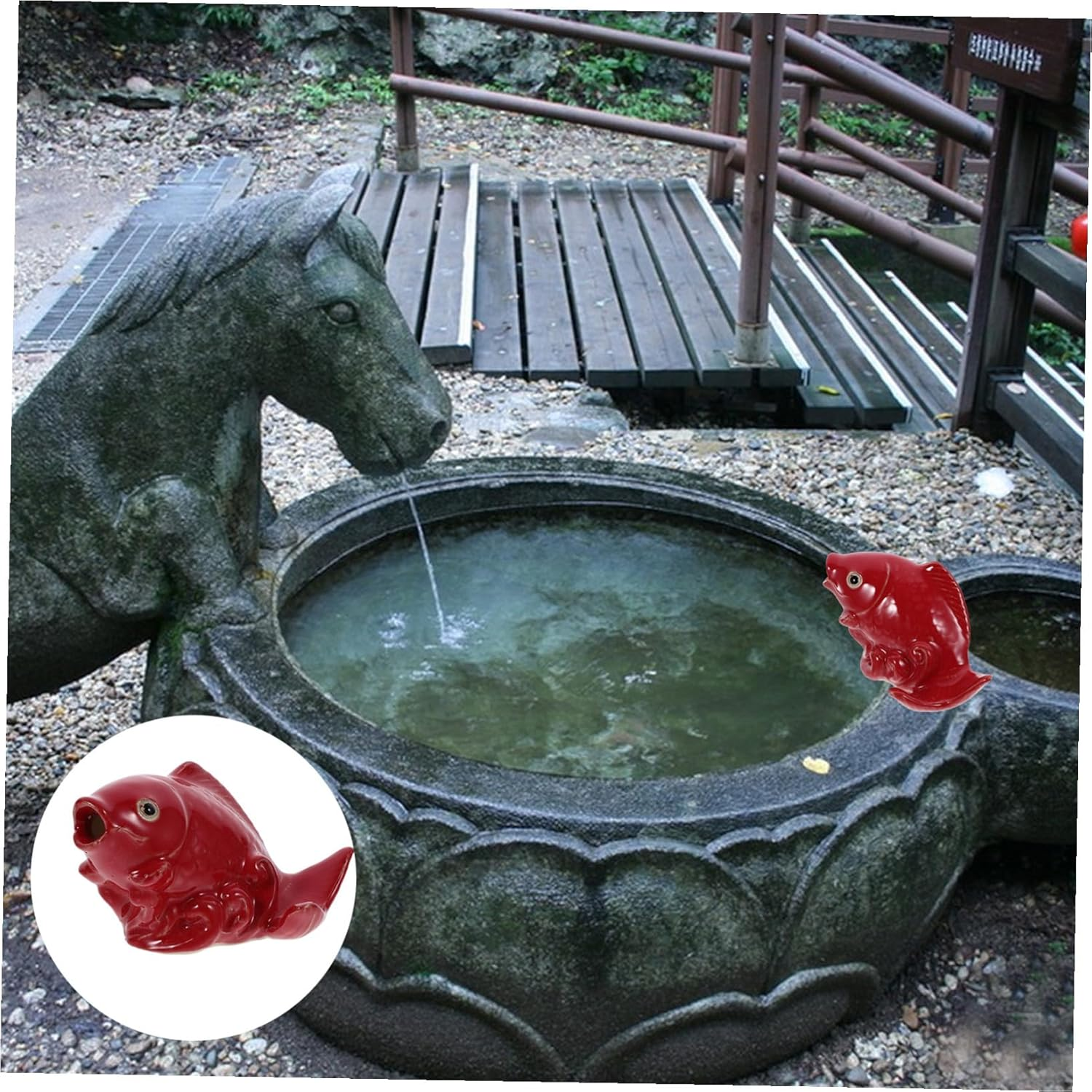 Ceramic Carp Garden Fountain Nozzle Realistic Polished Fish Spray Ornament Wear-Resistant Outdoor Lawn Decor for Patio Balcony Unique Garden Adornment image number 3