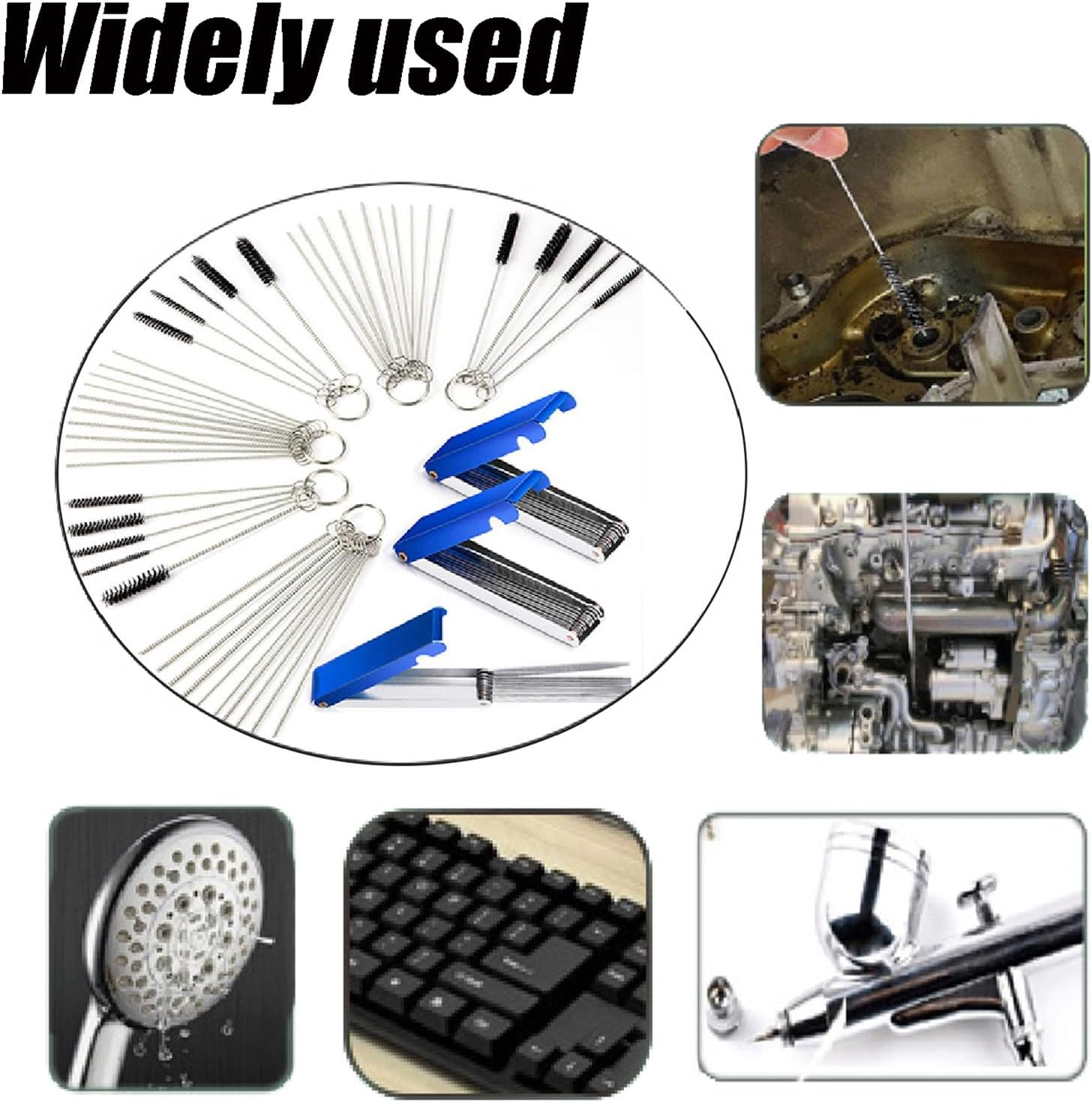 Wzenclave Carburetors Carbon Dirt Jet Remove Cleaner，39 Cleaning Wires Set + 15Cleaning Needles + 15 Nylon Brushes Tool Kitstainless Steel Carburetor Carbon Dirt Jet Remove Cleaner image number 4