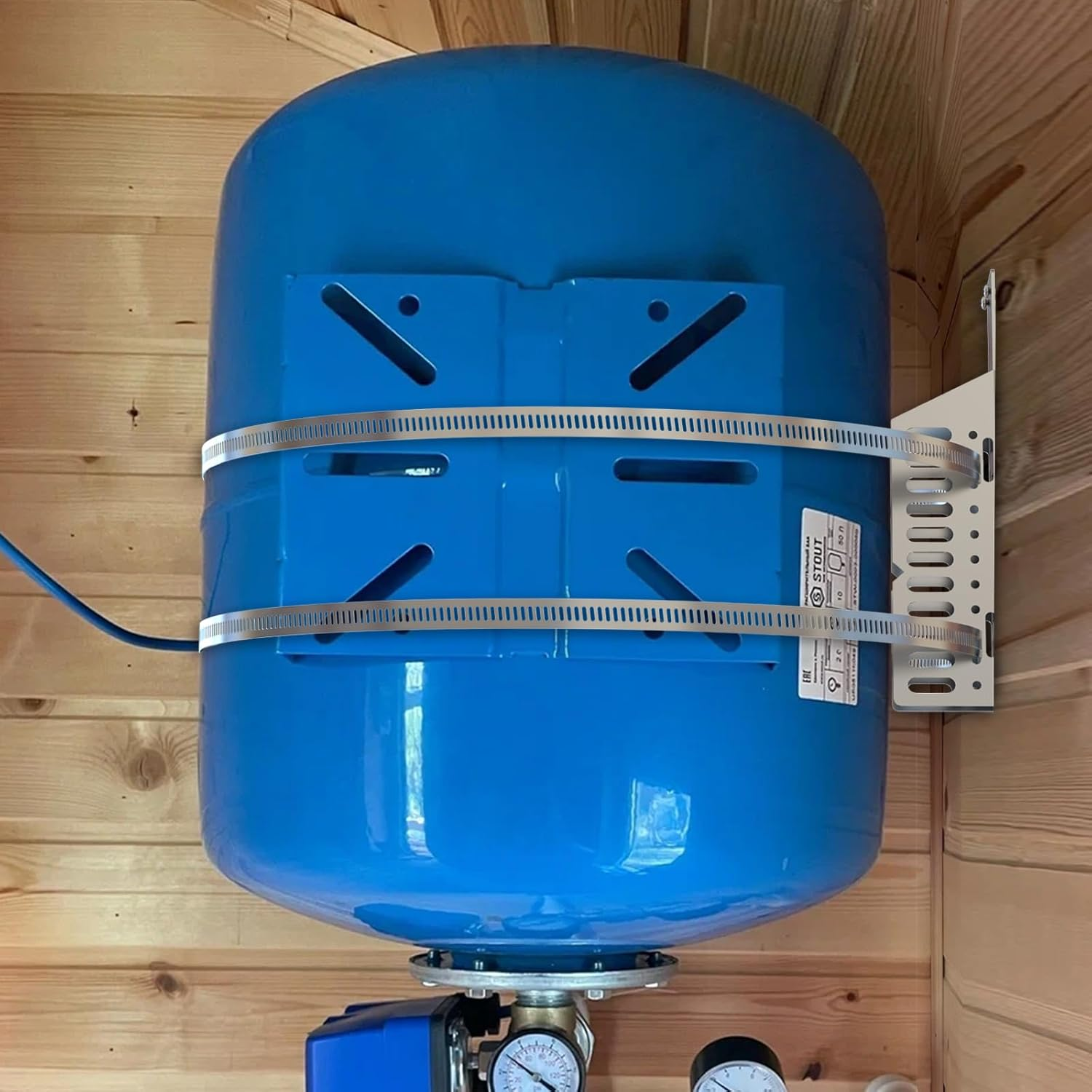 Expansion Tank Mounting Bracket for Hot Water Heater,Thermal Expansion Tank Holder with 2 Earthquake Straps,Support 5-Gallon Hot Water Tanks up to 13 Inches in Diameter-1 Set image number 2