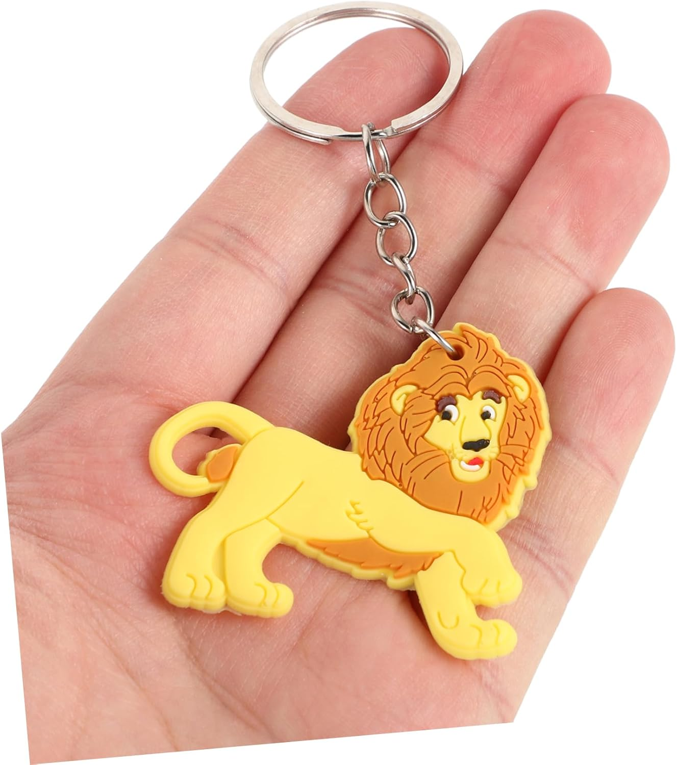 BRIGHTFUFU 12Pcs Lion Keychain Animals Key Chains Bag Furry Lion Toy Filler Stuffed Animal Lion Theme Keychains Doll Accessories Lion Charm Keychain Tail Deer Fidget Golden Zinc Alloy image number 6