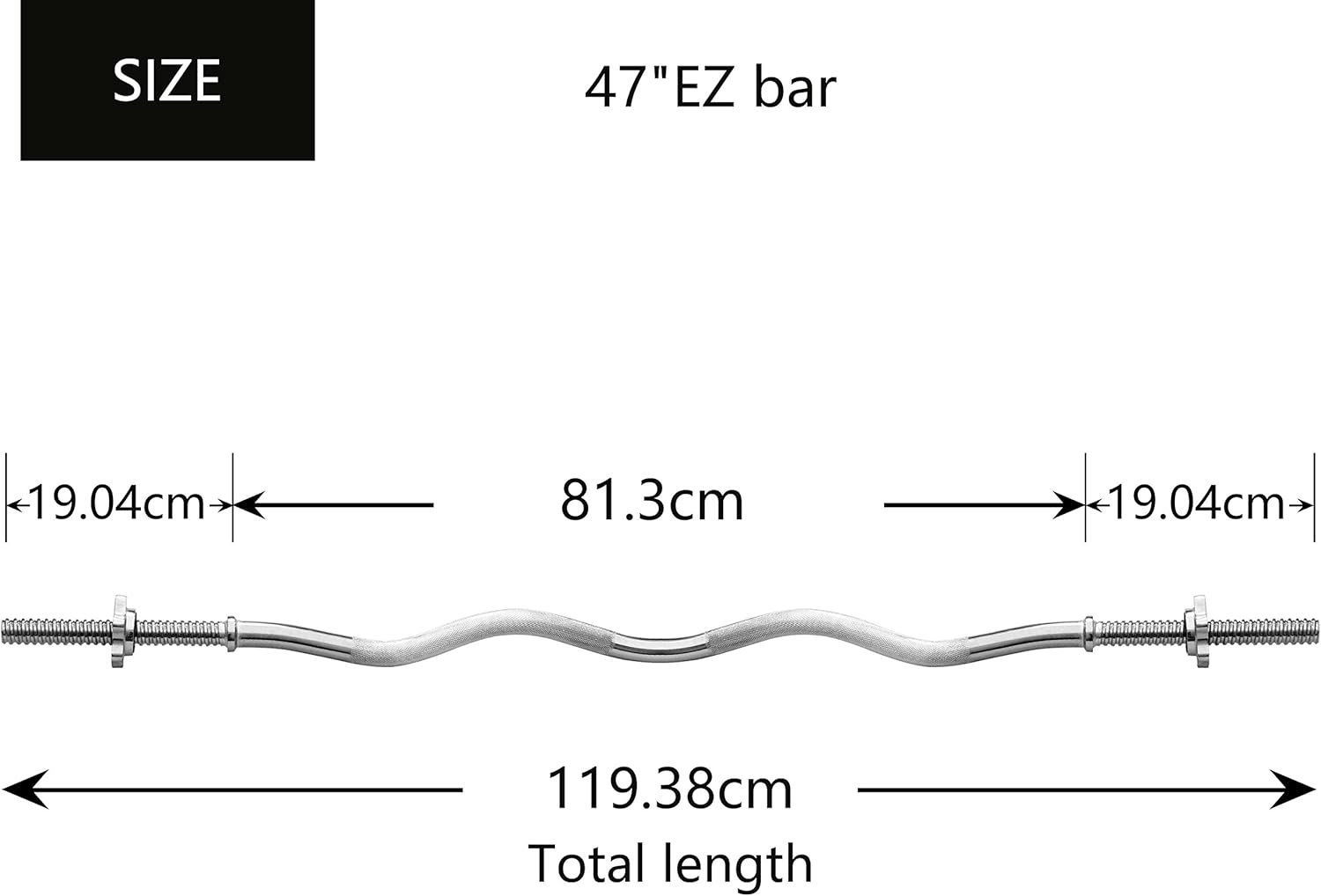 PROIRON Curl Bar Super EZ Bar 25.4Mm Dumbbell Bar 47 Inches Standard Bar with Spinlock Collars 1200Mm - A-Ez Bar image number 5