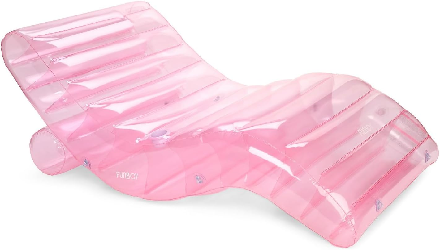 FUNBOY Giant Inflatable Luxury Clear Chaise Lounger, Chair Pool Float for Adults, Transparent Seaglass Green Material, Perfect for a Summer Pool Party image number 6