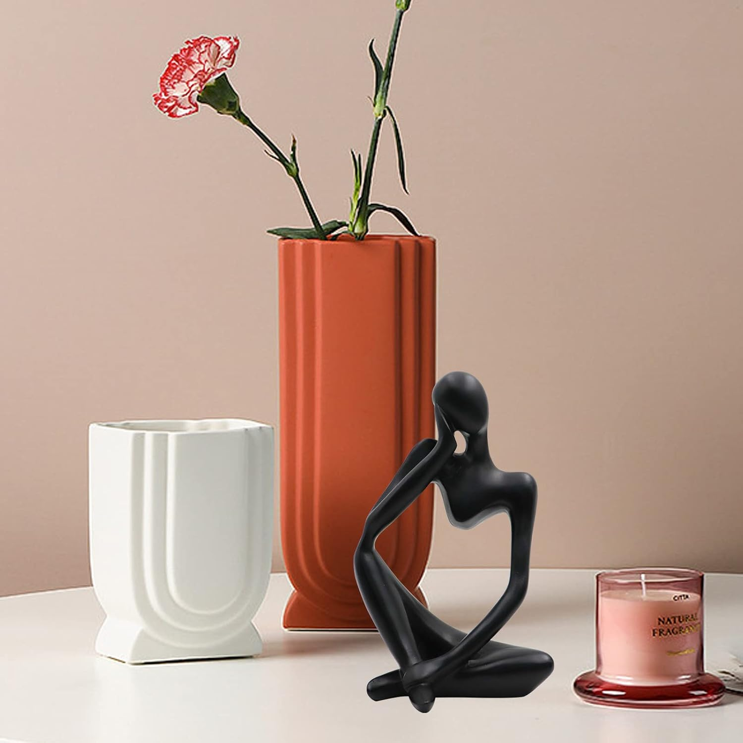 Thinker Statues and Sculptures, Resin Thinker Statue Ornaments, Abstract Style Sculptures, Housewarming Gifts, Housewarming Decorations, Living Room Dining Desk Decorations(Black Right, Large) image number 5