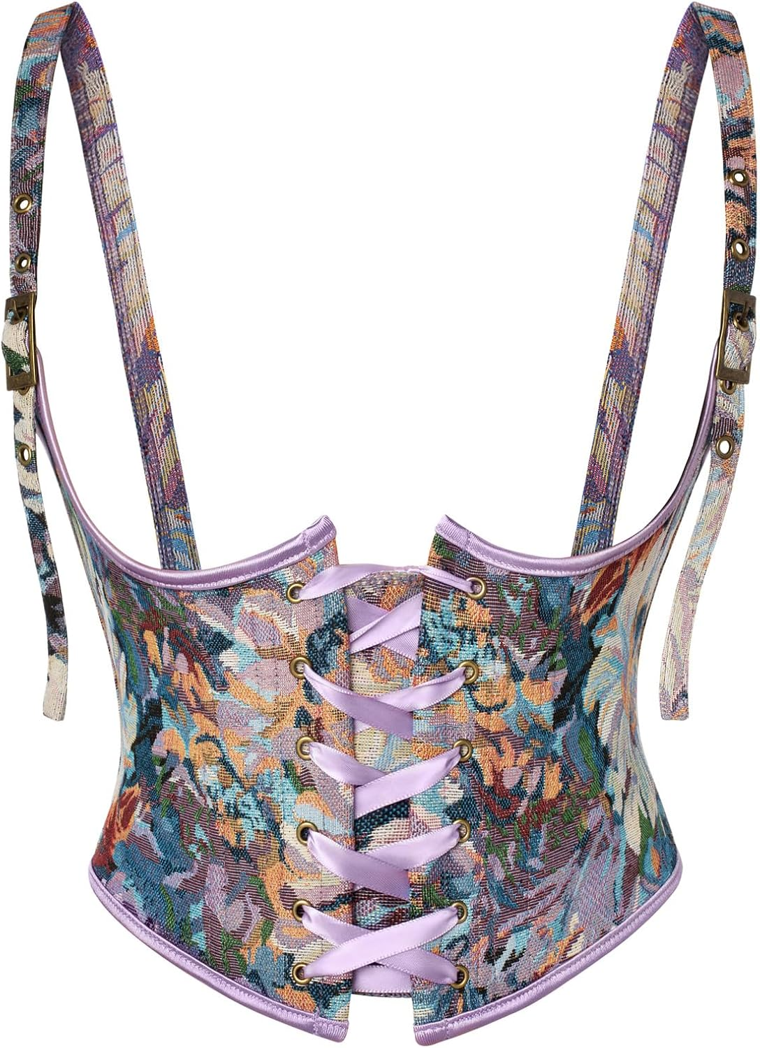 Scarlet Darkness Corset Belt for Women Floral Lace up Boned Underbust Corset Waist Belts