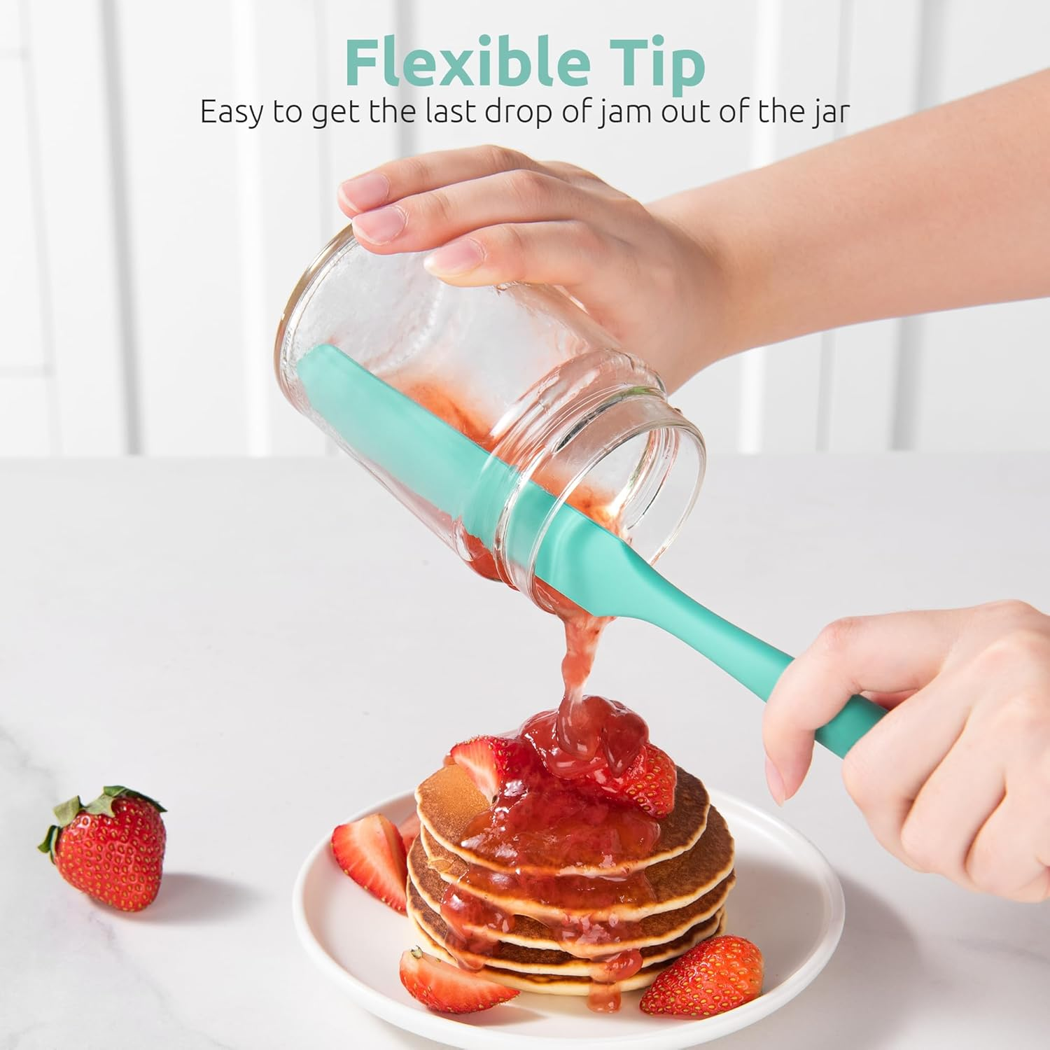 U-Taste 25Cm Jam Jar Spatula: 315℃ Heat-Resistant Silicone Long Skinny Sourdough Stirring Stick, Sturdy Flexible Narrow Peanut Butter Spreader for Mixing Icing Scraping Cream (Aqua Sky) - Midnight Blue image number 6