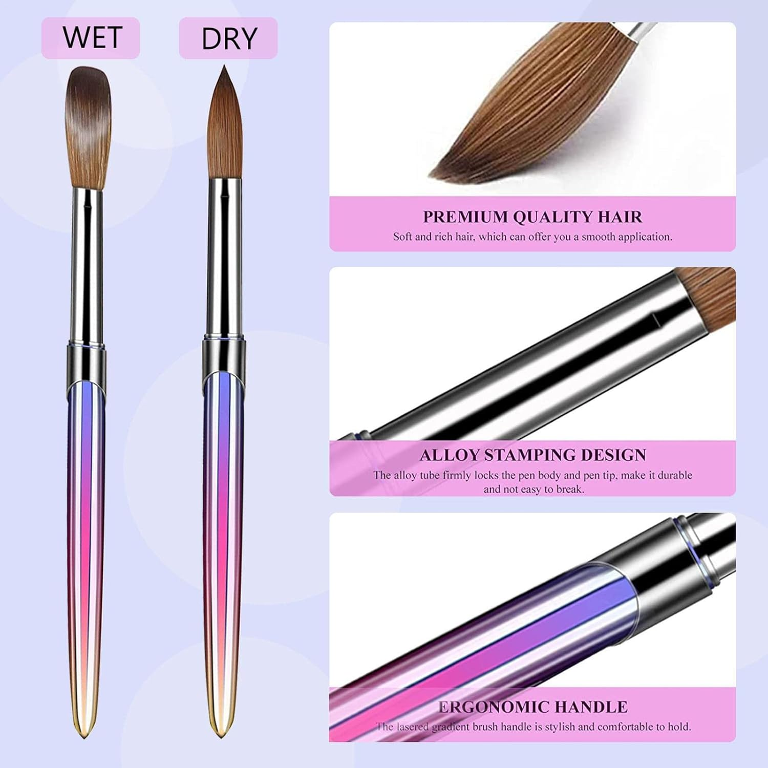 Gradient Nail Brushes Set - Nail Brushes Set for Acrylic Application Nail Drawing Art Brush | Acrylic Application Nail Extension Carving Nail Salon Home Xifeng image number 6