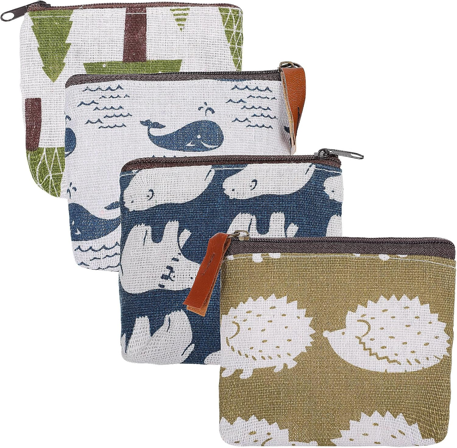 Baluue Canvas Cosmetic Bag, 4Pcs Small Makeup Bag, Cosmetic Bags with Zipper, 2.8" X 3.9" Portable Zip Bags, Multi-Function, Portable Zip Bags for Travel Toiletry Pouch image number 6