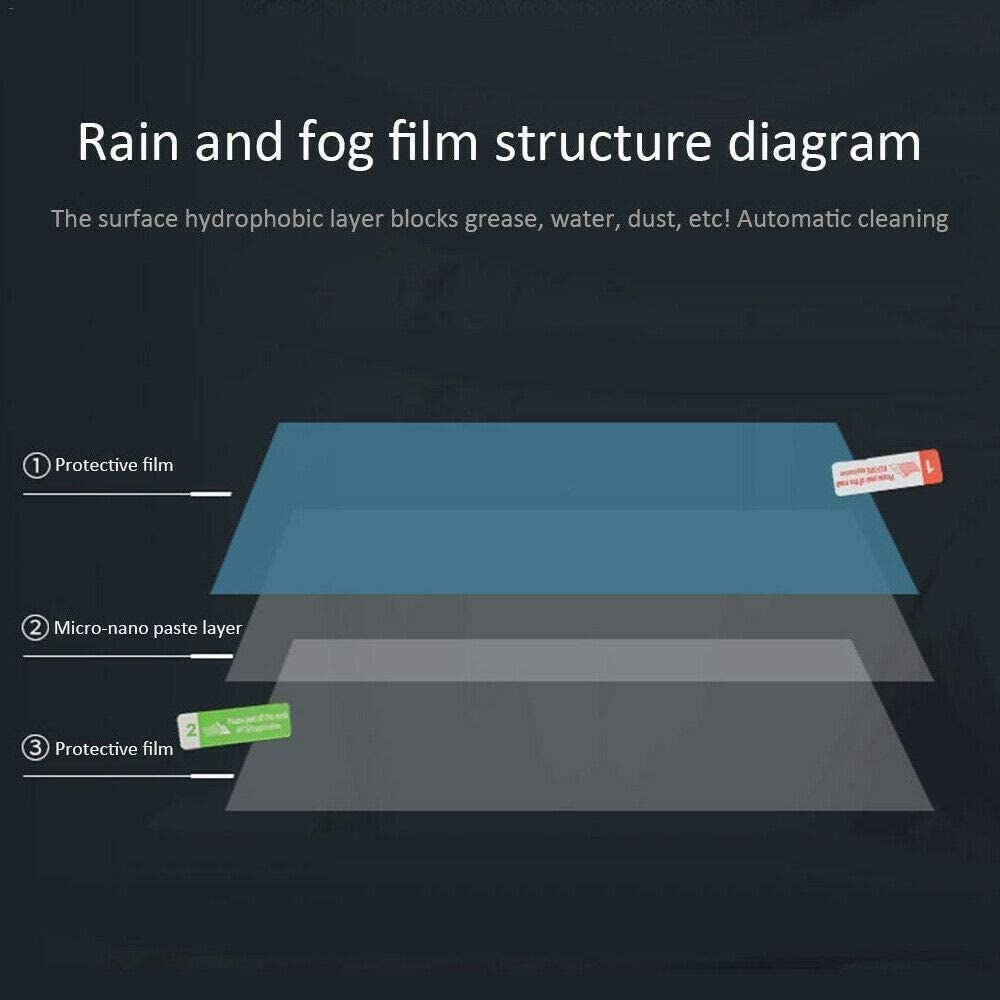 HEYUS [2 Pack] Car Rearview Mirror/Side Window Rainproof Film, Anti-Water/Anti-Fog/Anti-Glare/Anti-Scratch Mirror Protective Film for Car/Motorbike/Bus, Waterproof Rearview Mirror Clear Film