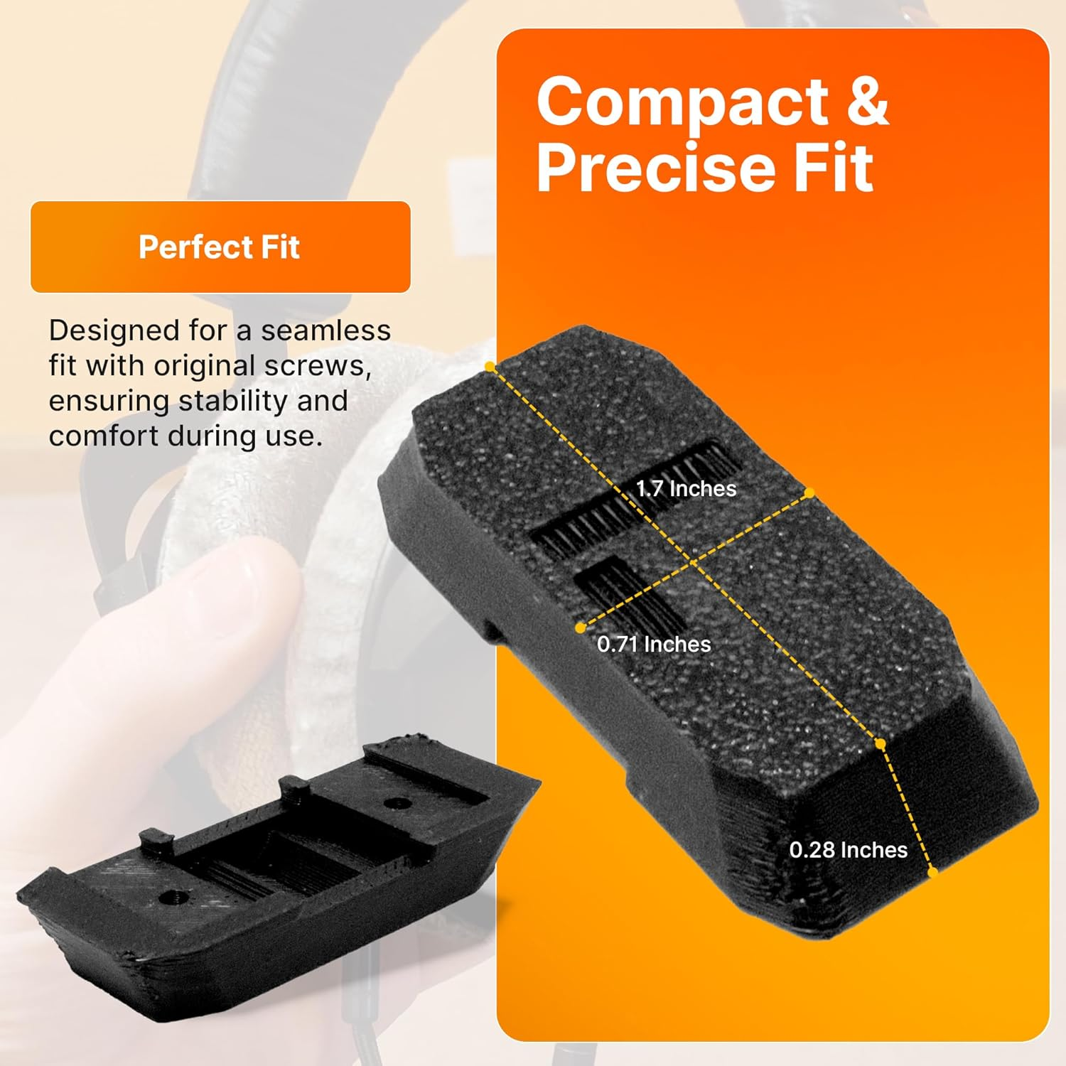 Splashncolor Slider Cover Replacement for Beyerdynamic DT 770 / DT 880 / DT 990 Pro & HS 400 Headphones - Durable Black Slider Covers to Restore Look & Function for Long-Lasting Use - ABS - Black image number 4