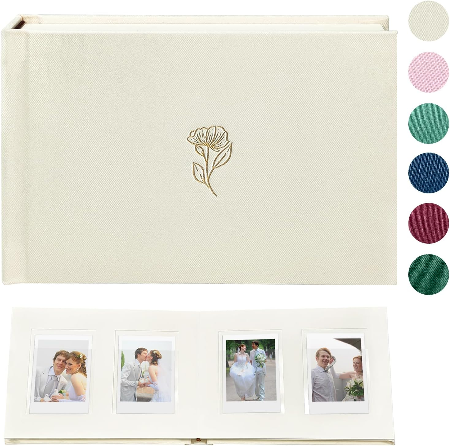 Instax Mini Photo Album Hardcover with 52 Pockets - Extra Wide Writing Space for Fujifilm, Polaroid, HP Sprocket & KPOP Photo Cards, Kuword Premium Acid-Free Photo Book Gift (Beige)