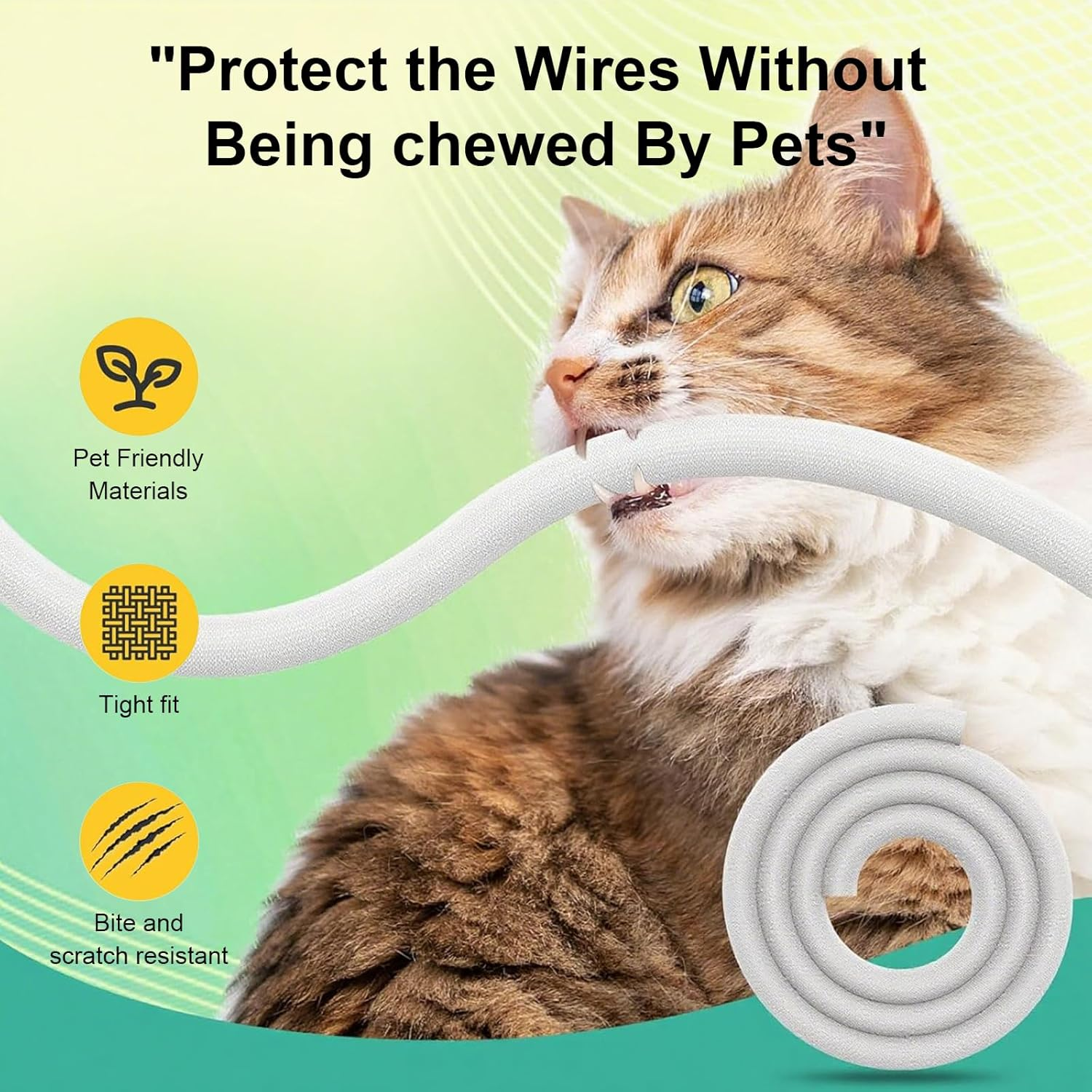 Pet Cord Protector, 6.6Ft (2M) - 1/2 Inch Expandable Braided Cable Sleeve, Chew Resistant Cord Cover for Dogs & Cats, Flexible Wire Loom for Home, Office, USB, Power & Audio Cables (White) image number 3
