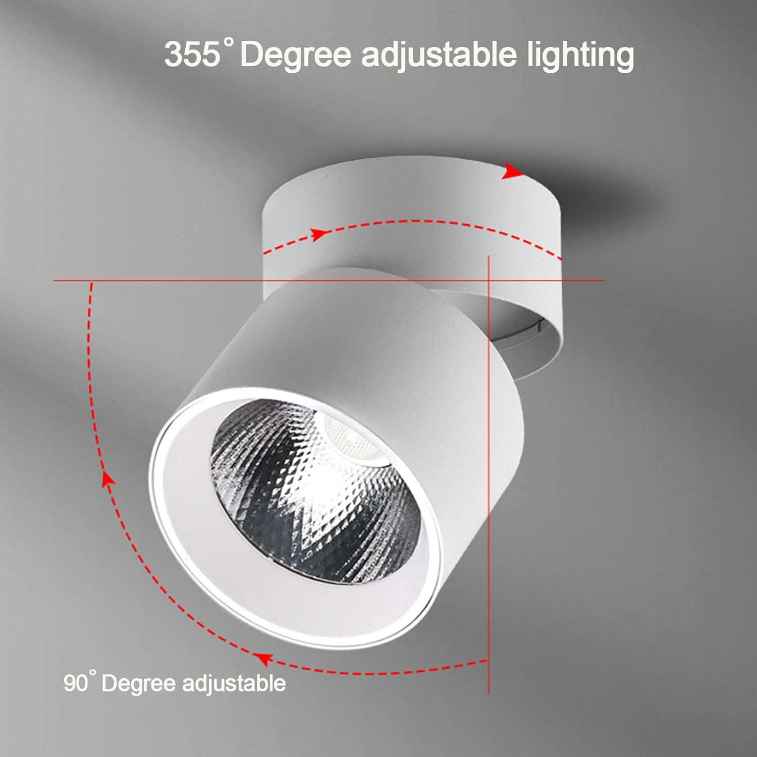 LED Ceiling Spotlight, 10W COB Downlight with 360&deg; Rotation, 4000K Natural White, CRI95, Surface Mount for Bedroom & Artwork (4000K-1PACK) image number 2