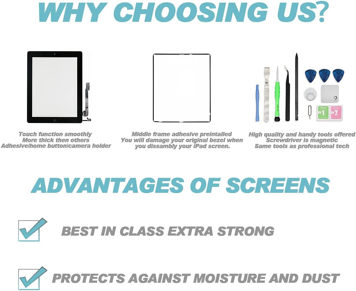 Touch Screen Replacement Parts Digitizer Glass Assembly for Ipad Pro 9.7(1673 A1674 A1675) + Professional Tool Kit(White) image number 4