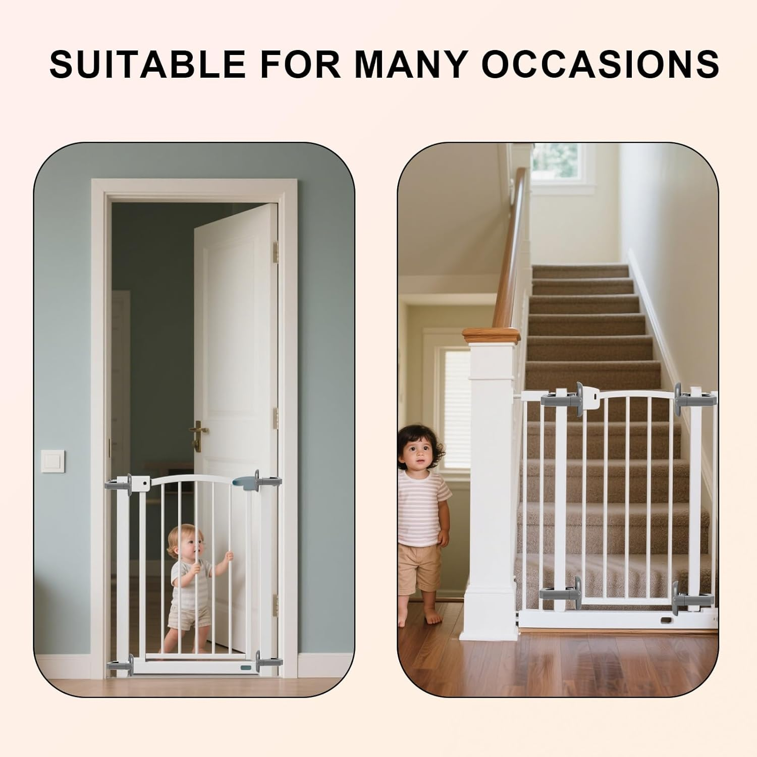 BOXOB 2Pcs Baby Gate Banister Adapter, No-Drill Mounting Accessories Universal Stairway Baby Gate Mounting Kit for round Square Railings image number 2