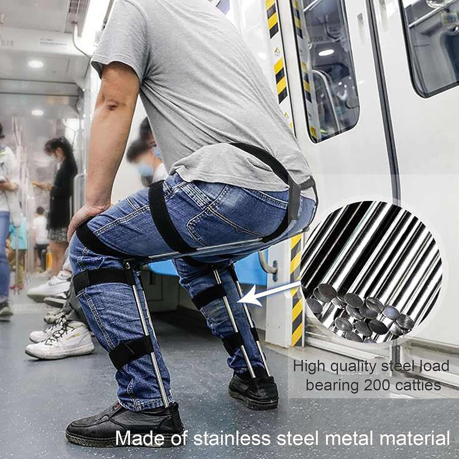 Wearable Chair Exoskeleton Levitation Seat, Invisible Chair Wearable Exoskeleton Human Wearable Seat, Anywhere Camping Folding Stool Withstands 330Lbs,L image number 2