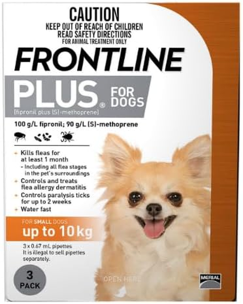 FRONTLINEPLUS for Small Dogs up to 10Kg Orange 3 Pipettes
