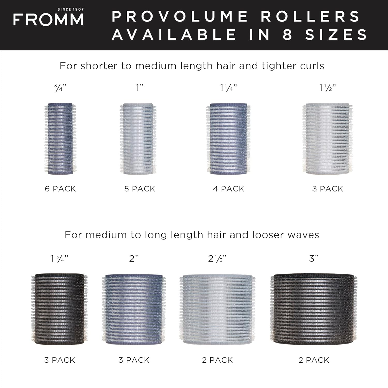 Fromm Provolume 1.75" Self-Grip Ceramic Ionic Thermal Hair Rollers, 3 Count Large Salon Quality Hair Curlers for Medium and Long Hair, Blowouts, Curtain Bangs image number 3