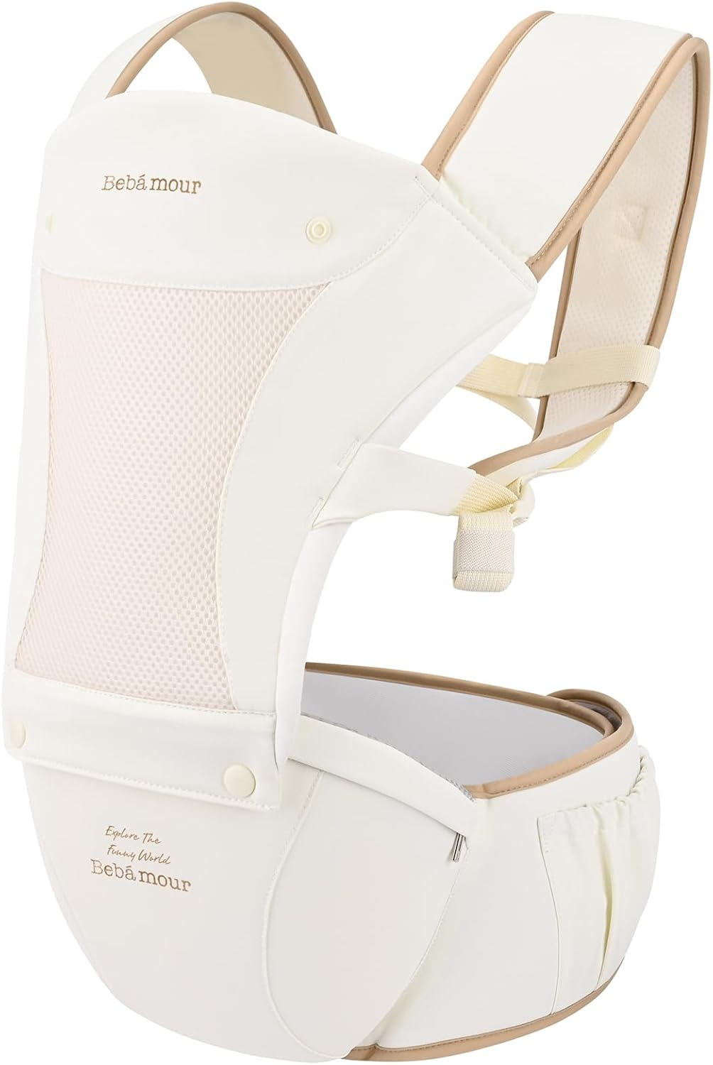 Bebamour Mesh Newborn Baby Carrier Front and Back Carry Baby Newborns to Toddler Baby Hip Carrier (New Khaki) image number 5