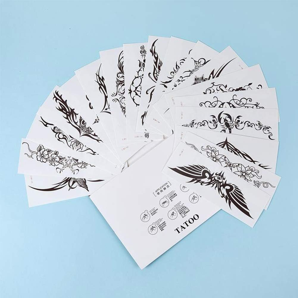 ELANE 19 Sheets Tramp Stamp Temporary Tattoo,Fake Temporary Tramp Stamp Tattoo Stickers for Women Grils Men - 19Pcs-Black image number 4
