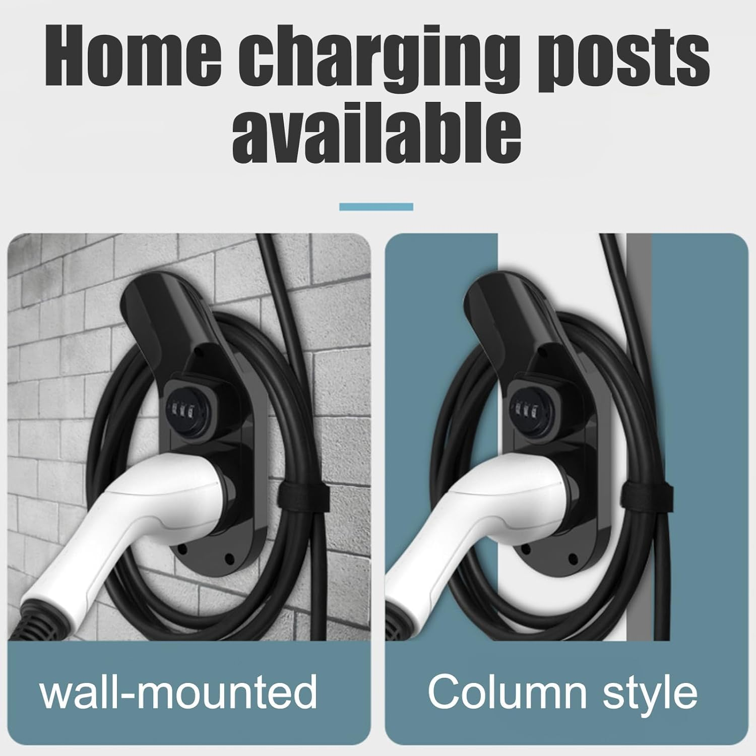 B-Qtech EV Charger Holder Wall Mount for Type 2, Nozzle Holster Dock with Anti-Theft Combination Lock, EV Charger Control Holder & Cable Organizer image number 2