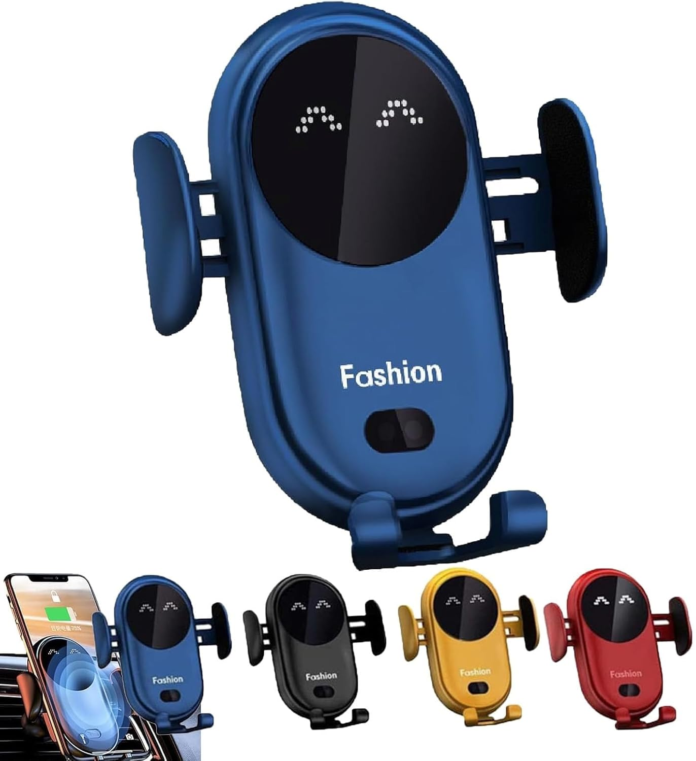 Carroll Fashion Phone Holder, Carollfashion Smart Car Wireless Charger Phone Holder, Carollfashion Cellphone Holder Charger, Smart Wireless Auto-Sensing Car Phone Holder Charger (Color : Blue)