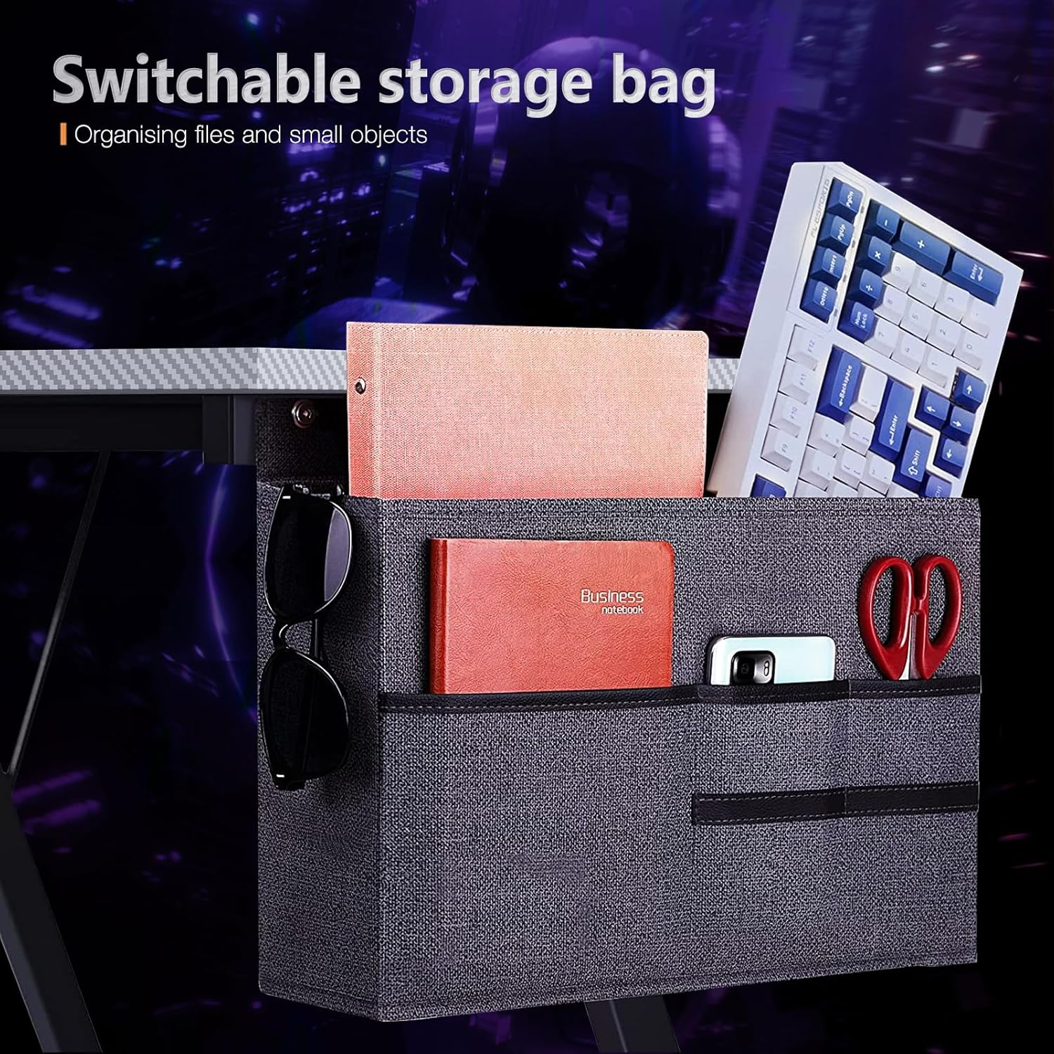 ODK L Shaped Corner Desk, Computer Desk with Monitor Stand, Gaming Desk with round Corner, Computer Workstation for Office Room, Bedroom, Study Room,127 X 127 Cm, Carbon Fiber White image number 1