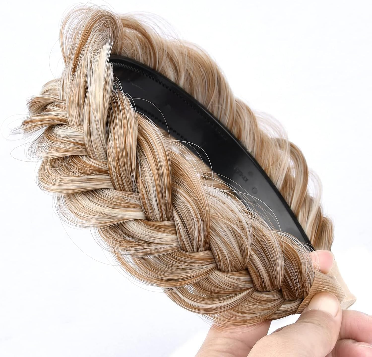 Weenwill Hair Braid Headband,Messy Wide 2 Strands Fishtail Braided Plaited Headband Fluffy Braid Wig Hairbands for Women and Girls image number 3