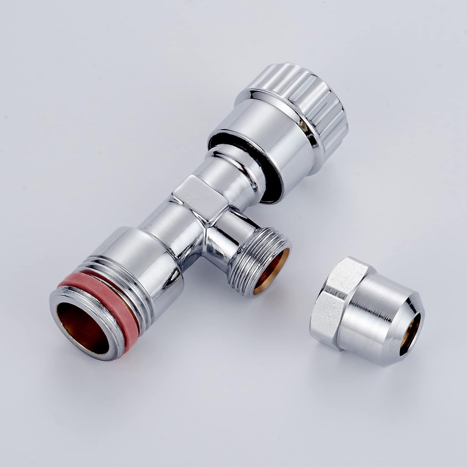 Ibergrif M22022-2 Angled Water Isolating Valves, Self-Sealing, 1/2" Wall Connection, 3/8 Inch Outlet, Wall Mounted, 2Pcs/Set, Chrome image number 6