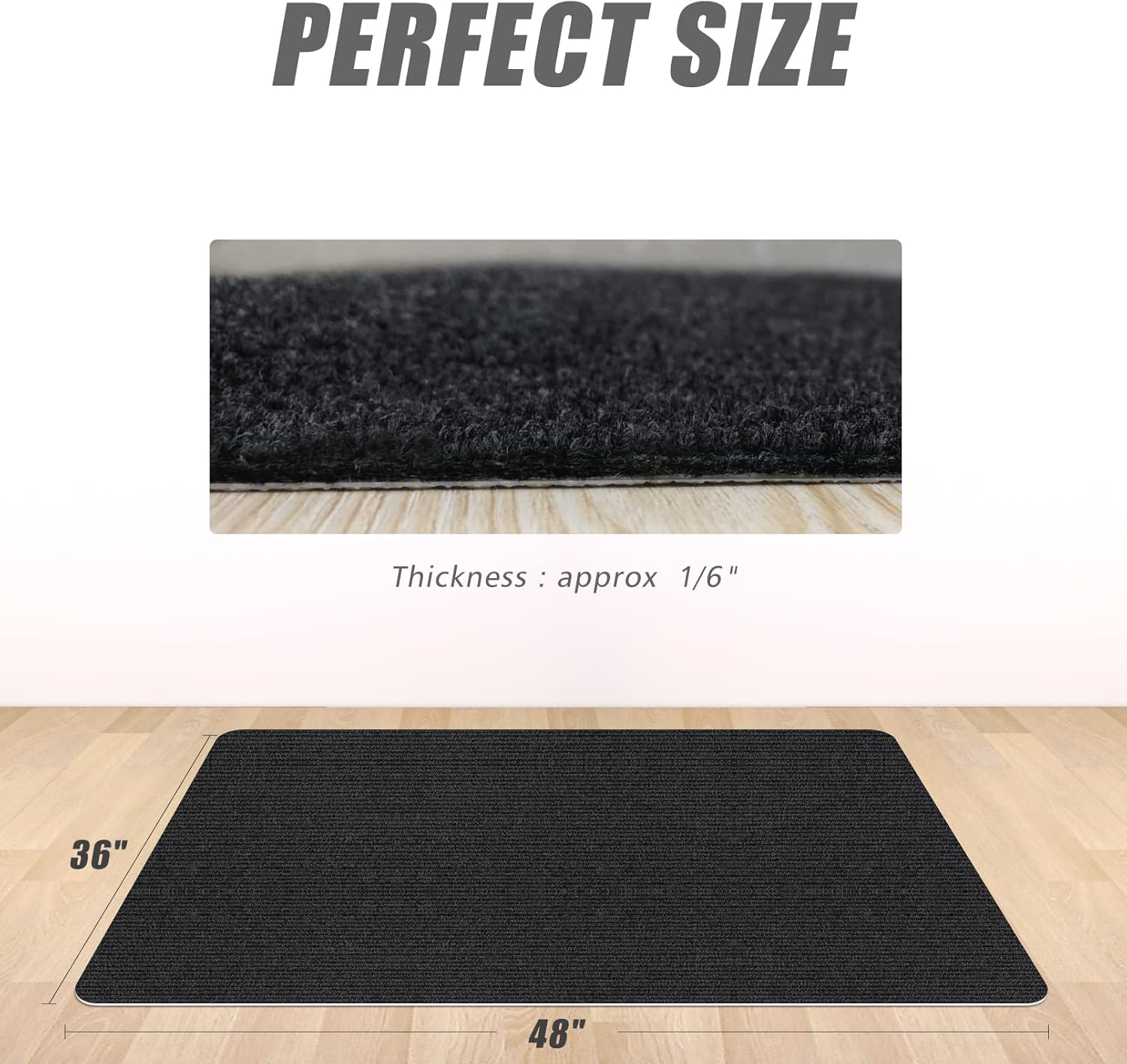 Sycoodeal Office Chair Mat for Hardwood/ Tile Floor,Computer Gaming Chair Mat,Large Floor Protector Rug,Anti-Slip,Easy to Clean,Black(48"X36") image number 5