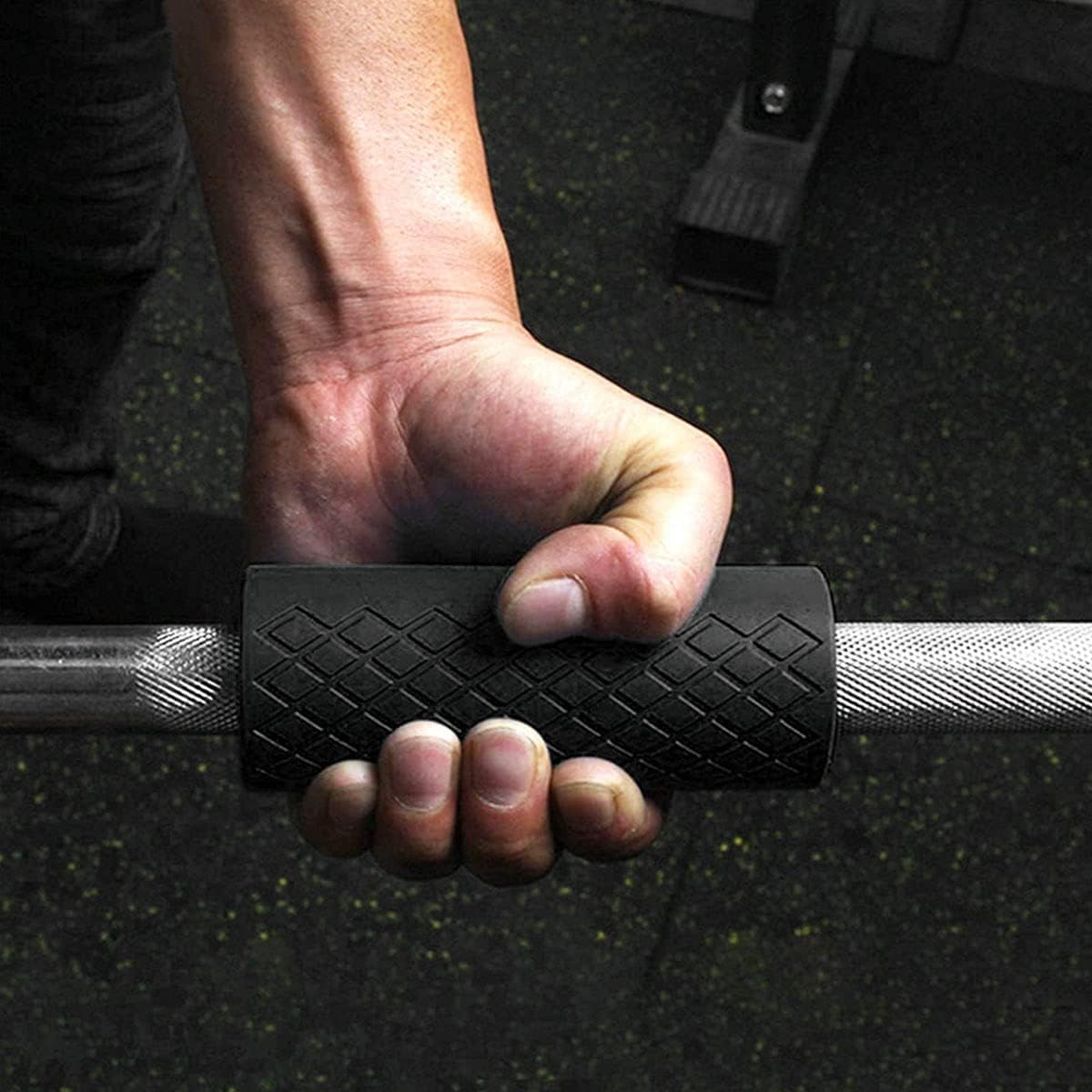 Barbell Grips Weight Lifting Dumbbell Grips Pads - Small Size Thick Dumbbell Grips Increase Grip Strength Non-Slip for Bodybuilding, Fitness, Grip Strength Training, Pack of 2 Silicone Grips, Black image number 3