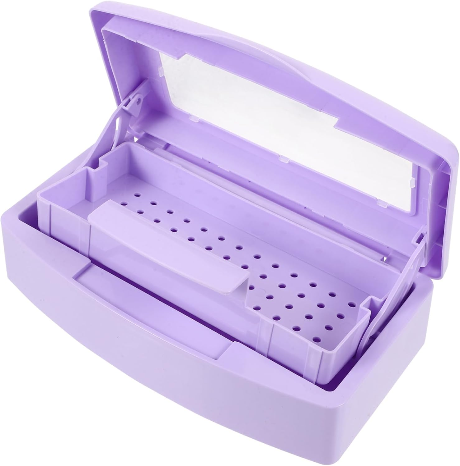 PENIKOKO Nail Art Tool Cleaning Box Portable Organizer with Lid for Manicure Tweezers Tools Clean Storage for Professionals Diy Enthusiasts for Home Salon Use image number 4