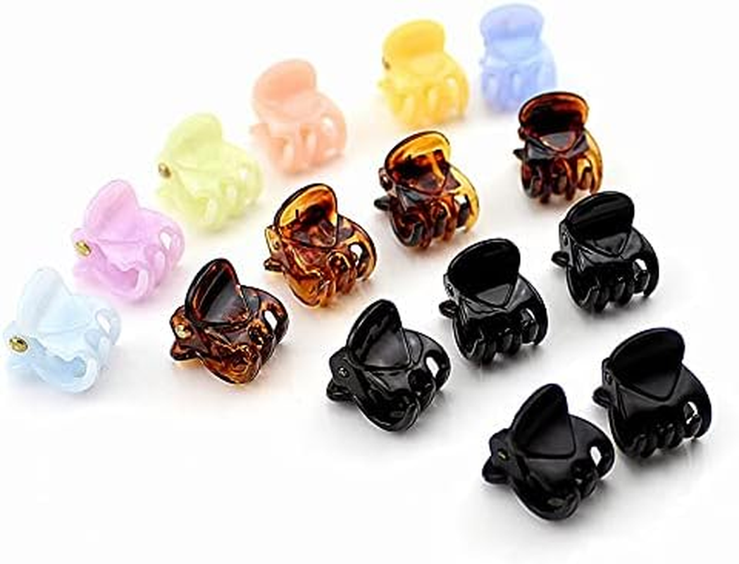 50 Pieces Mini Hair Clips for Women Girls Small Hair Clips Small Claw Clips Tiny Acrylic Pine Clips with Transparent Box (Matte Multicolours)