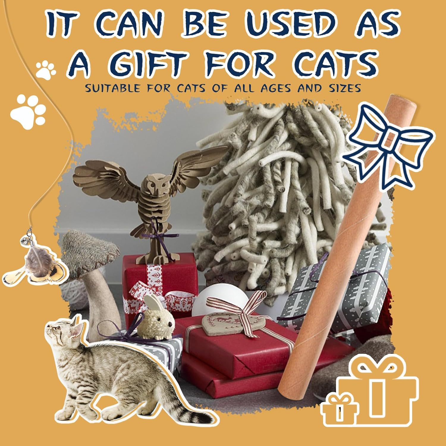 LELE LIFE 1.78M Cat Toys for Full Fun, Interactive Cat Toy for Indoor Cats, 2 Retractable Poles and 8 Cat Feather Toys, Bell Teaser Refills image number 3