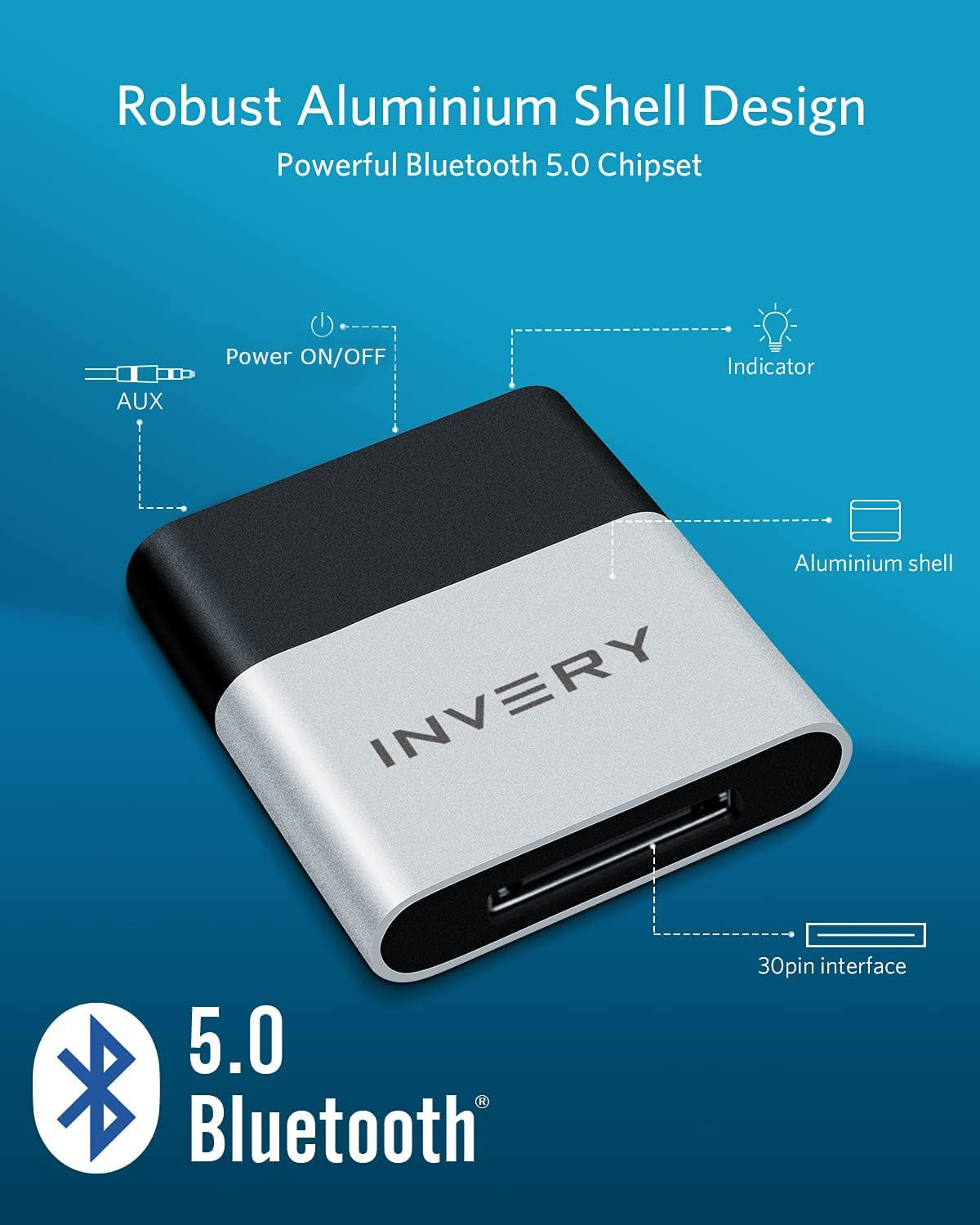 Docklinq Bluetooth Adapter Receiver Compatible for Bose Sounddock and Other 30 Pin Music Docking Station image number 5
