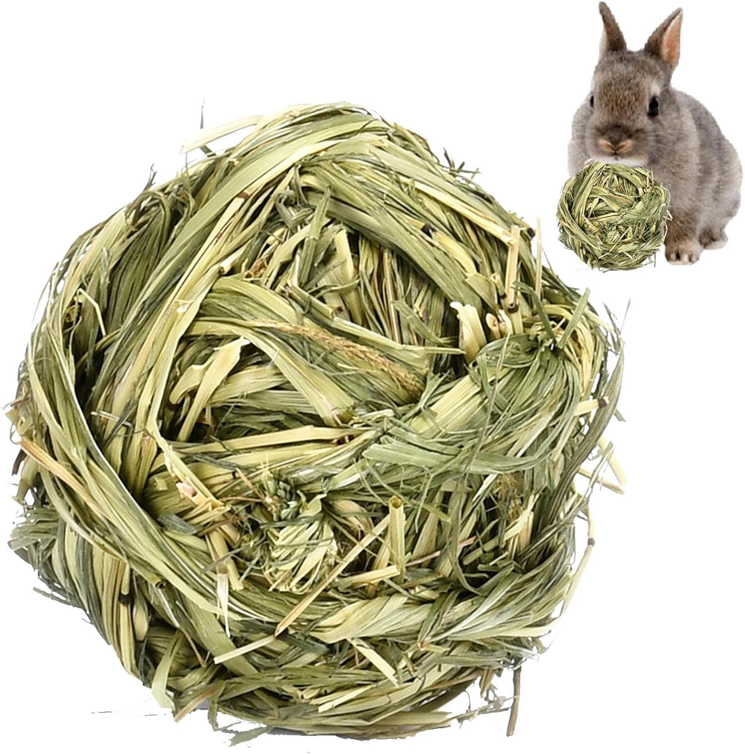 Toys for Rabbits - Activity Toys for Small Animal - Grass Balls Carrot Teething Toys for Gerbils, Guinea, Dwarf Bunny, Pet Cage Entertainment