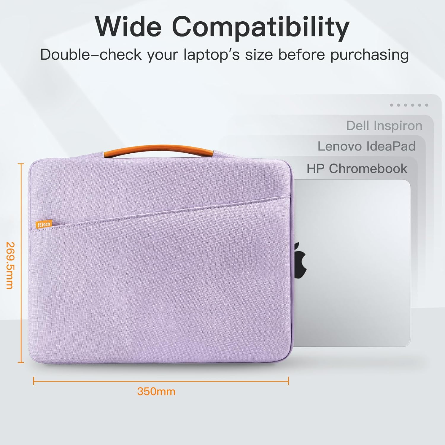 Jetech Laptop Sleeve for 14-Inch Macbook Pro (M5/M4/M3/M2/M1, 2021-2025), Waterproof Bag Case with Portable Handle and Pocket, Compatible with 14 Inch Notebook (Light Purple) image number 5