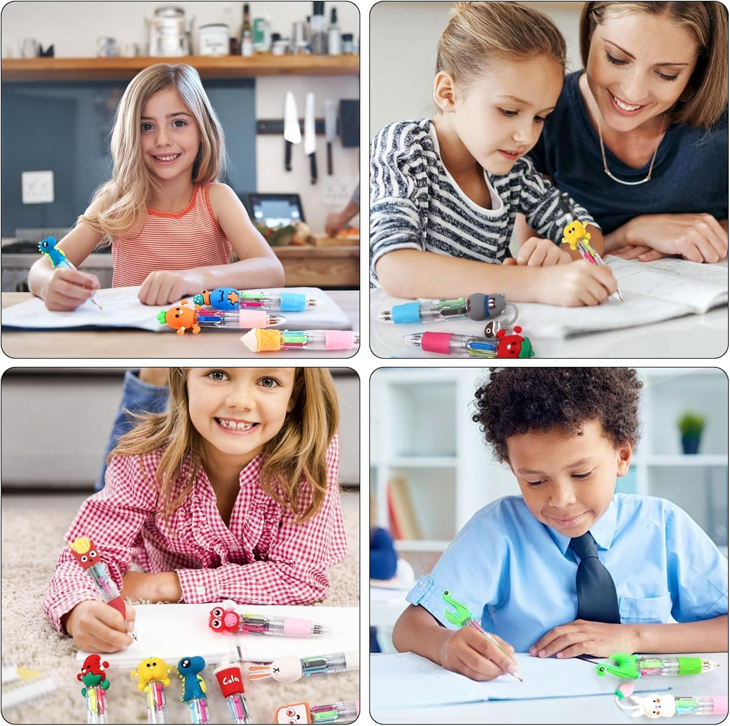 20Pcs Mini Multicolor Pens in One 4-In-1 Cute Pens Bulk for Kids,Cute Cartoon Animal Retractable Ballpoint Pens for Birthdays,Children'S Parties,Students Rewards image number 4