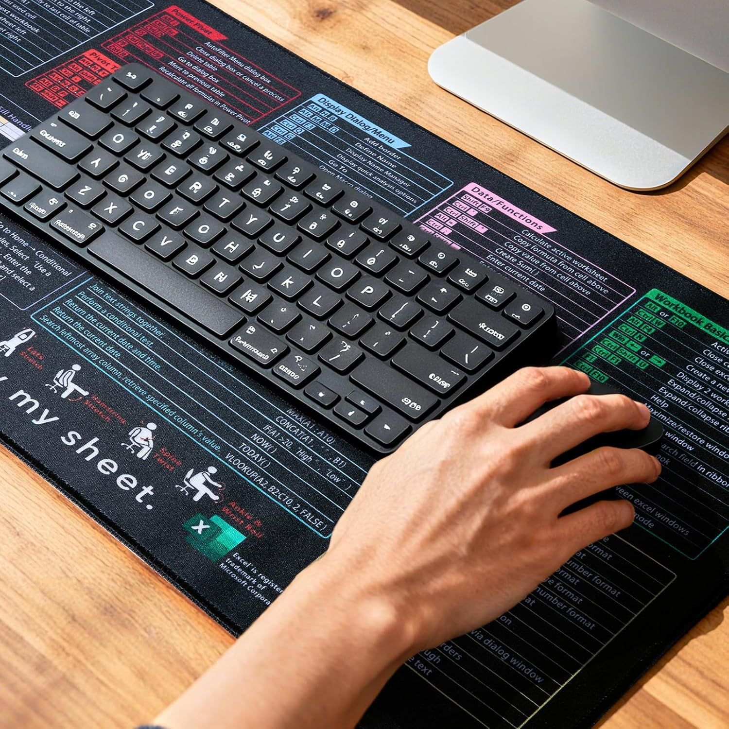 Excel Shortcut Mouse Pad - Extended Large Non-Slip Cheat Sheet Gaming Mousepad, 31.5''X11.81'' Desktop Mat for Office,Essential Computer Accessories & Office Desk Accessories for Workstations image number 3