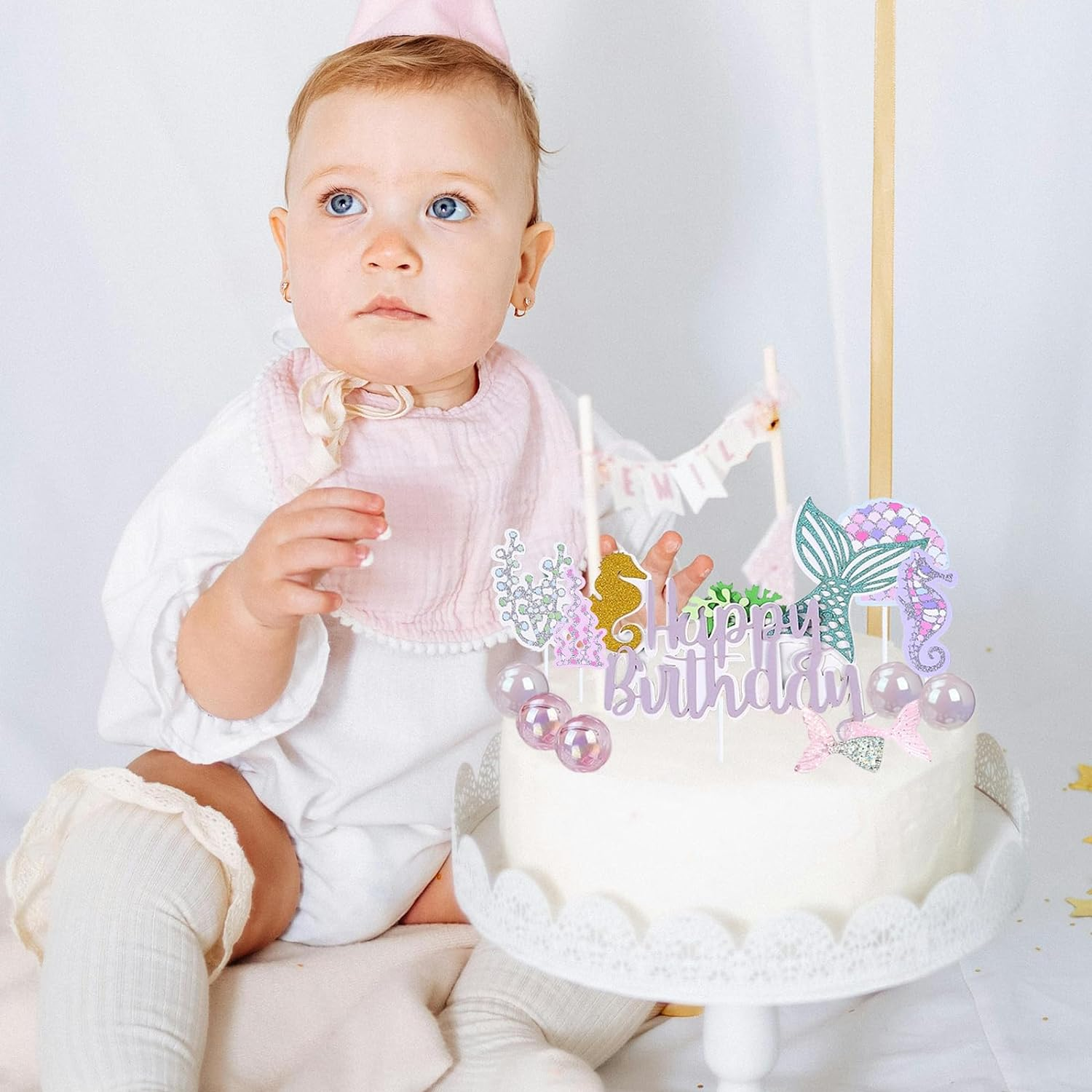 ZANZER 30 PCS Mermaid Cake Topper for Girls under the Sea Ocean Theme Mermaid Cake Decorations Kids Birthday Party Supplies Birthday Cake Topper (Mermaids Cake Toppers) image number 2