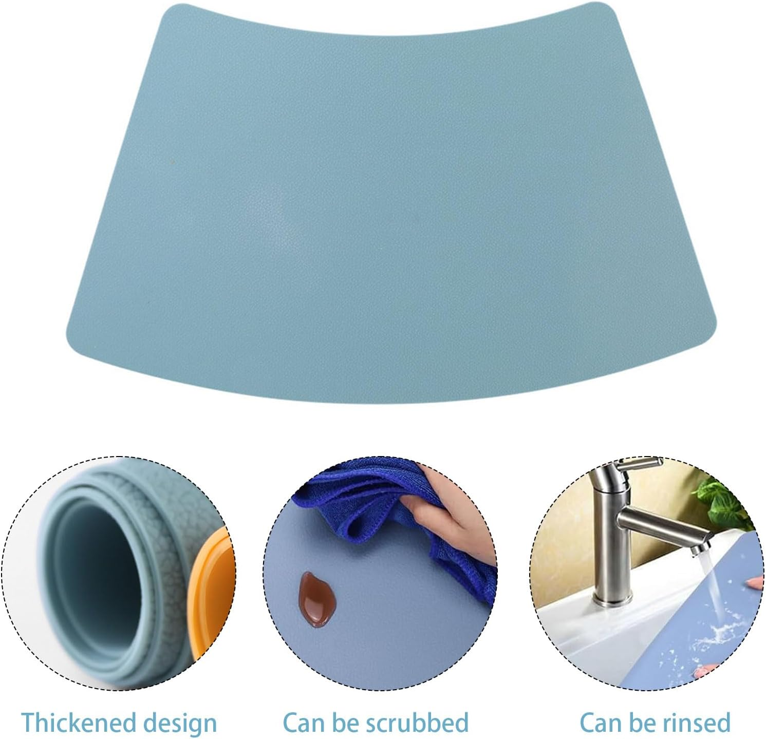 Nayubo Silicone Placemat for Dining Table Non Slip Waterproof Heat Resistant Table Mat Indoor Outdoor Portable Sector Placemat for Kitchen Counter Patio Party (Blue) image number 5