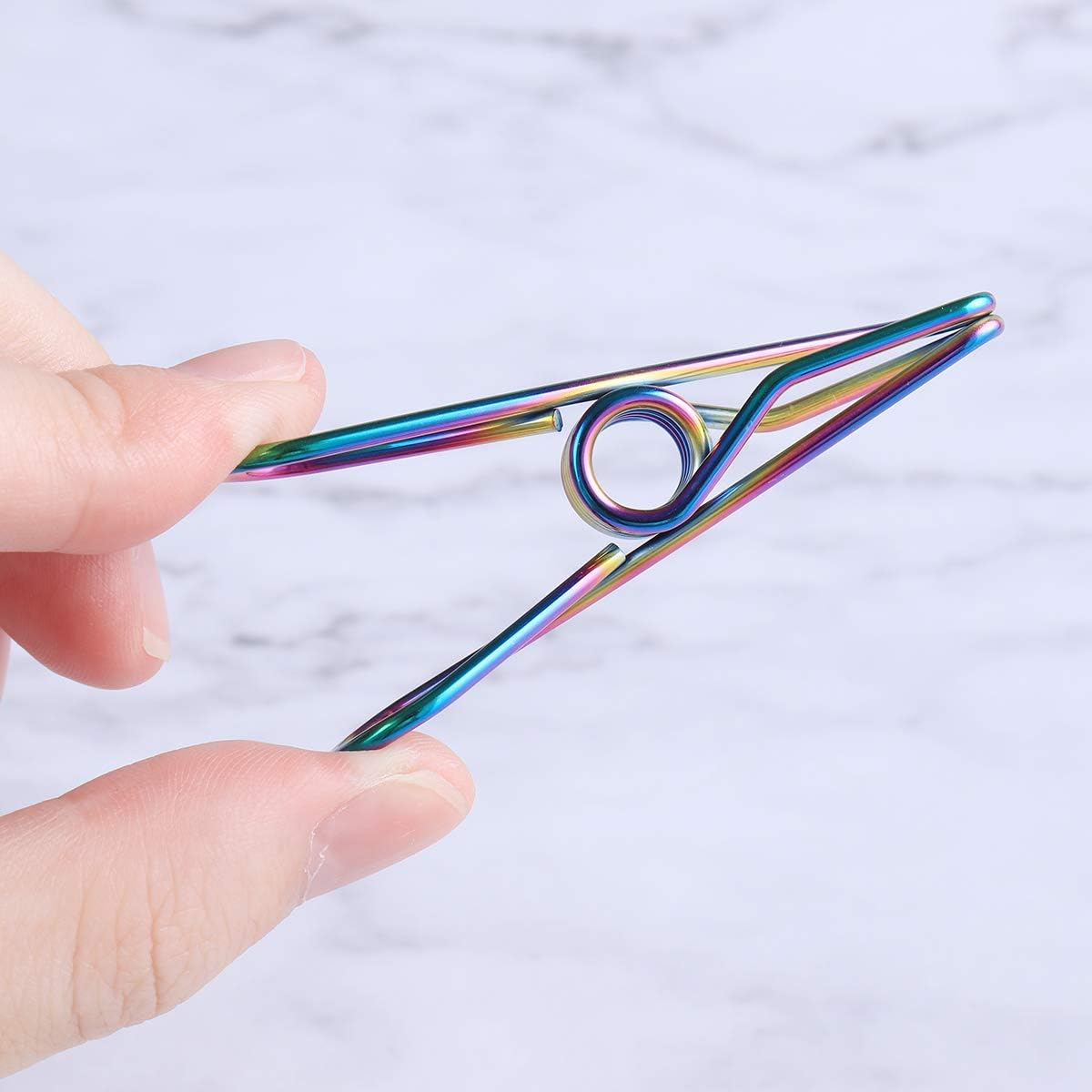 MCEUS Rainbow Colored Clothes Pegs 316 Marine Grade Stainless Steel Wire Clothes Pins Laundry Clips, 30 Pack with Storage Bag, Strong Clamp Metal Laundry Pegs for Hanging Clothes, Outdoor Clothesline