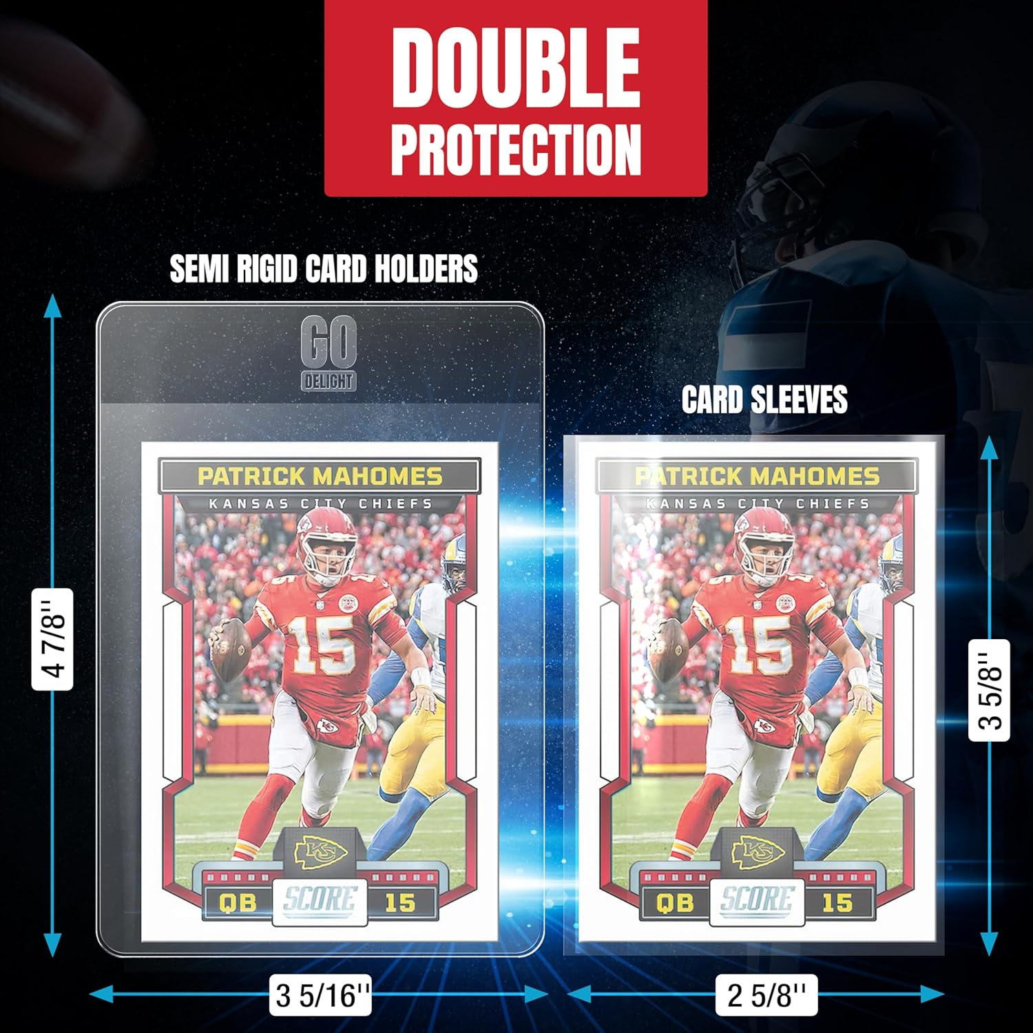 Semi Rigid Card Holders &ndash; 100 Bundle - 50 Card Holders for Trading Cards and 50 Soft Sleeves for PSA, SGC, BGS, CSG - Baseball Card Sleeves - 3-5/16" X 4-7/8" Including 1/2" Lip image number 2